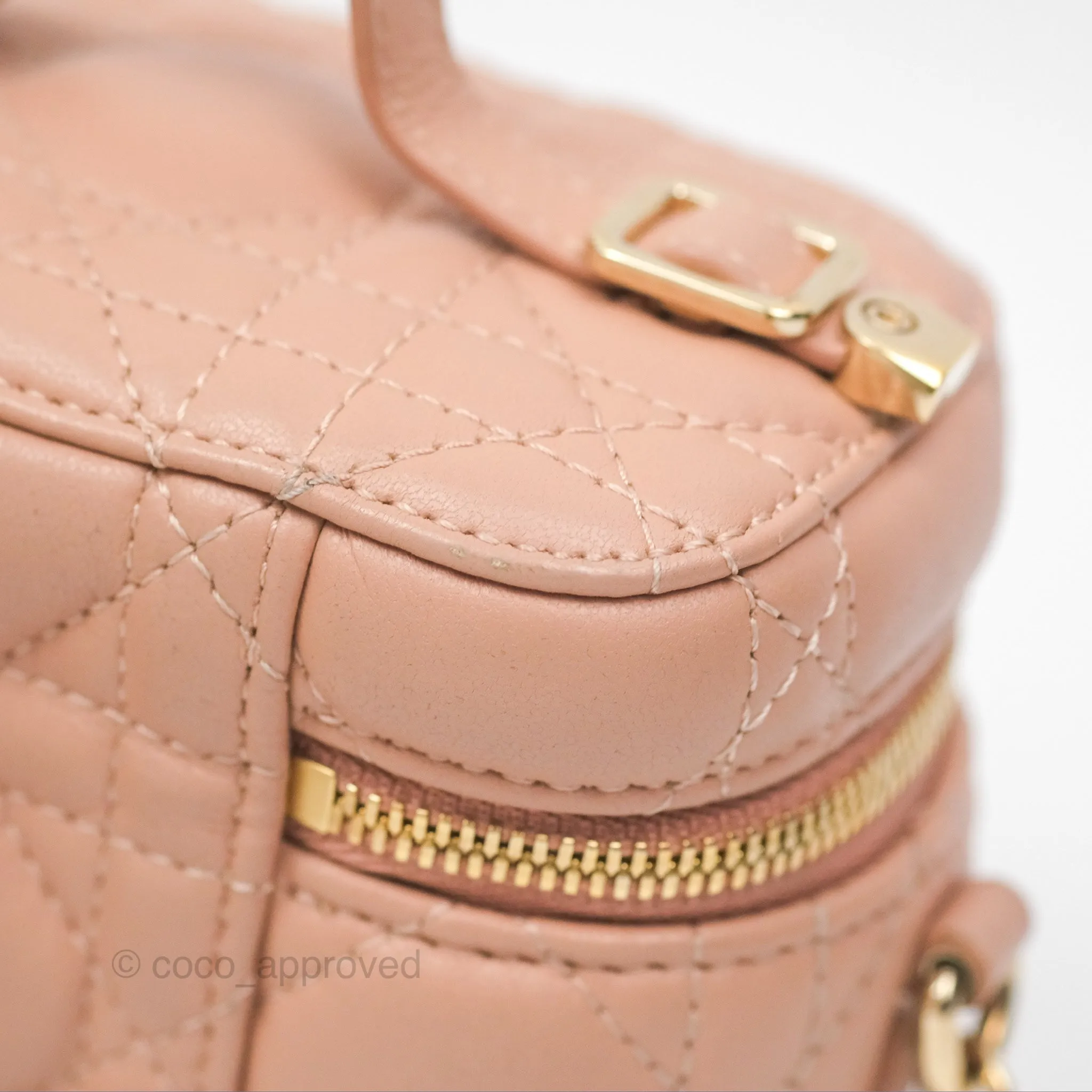 Christian Dior Micro Lady Dior Vanity Case Rose Des Vents Cannage Lambskin