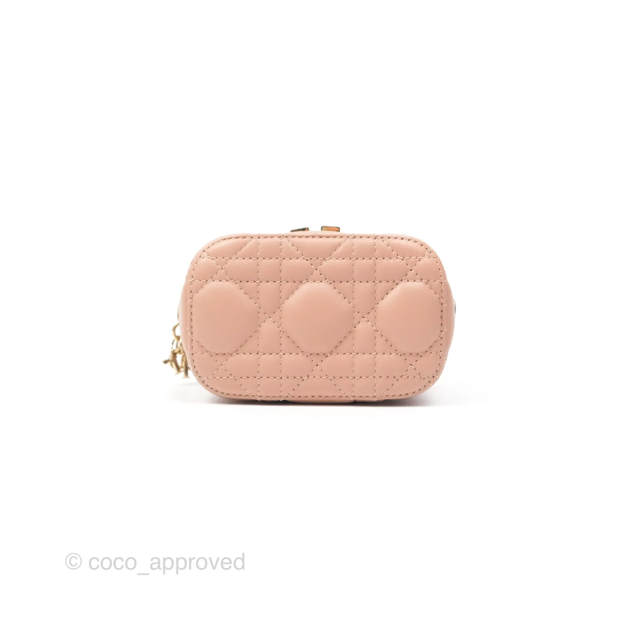 Christian Dior Micro Lady Dior Vanity Case Rose Des Vents Cannage Lambskin