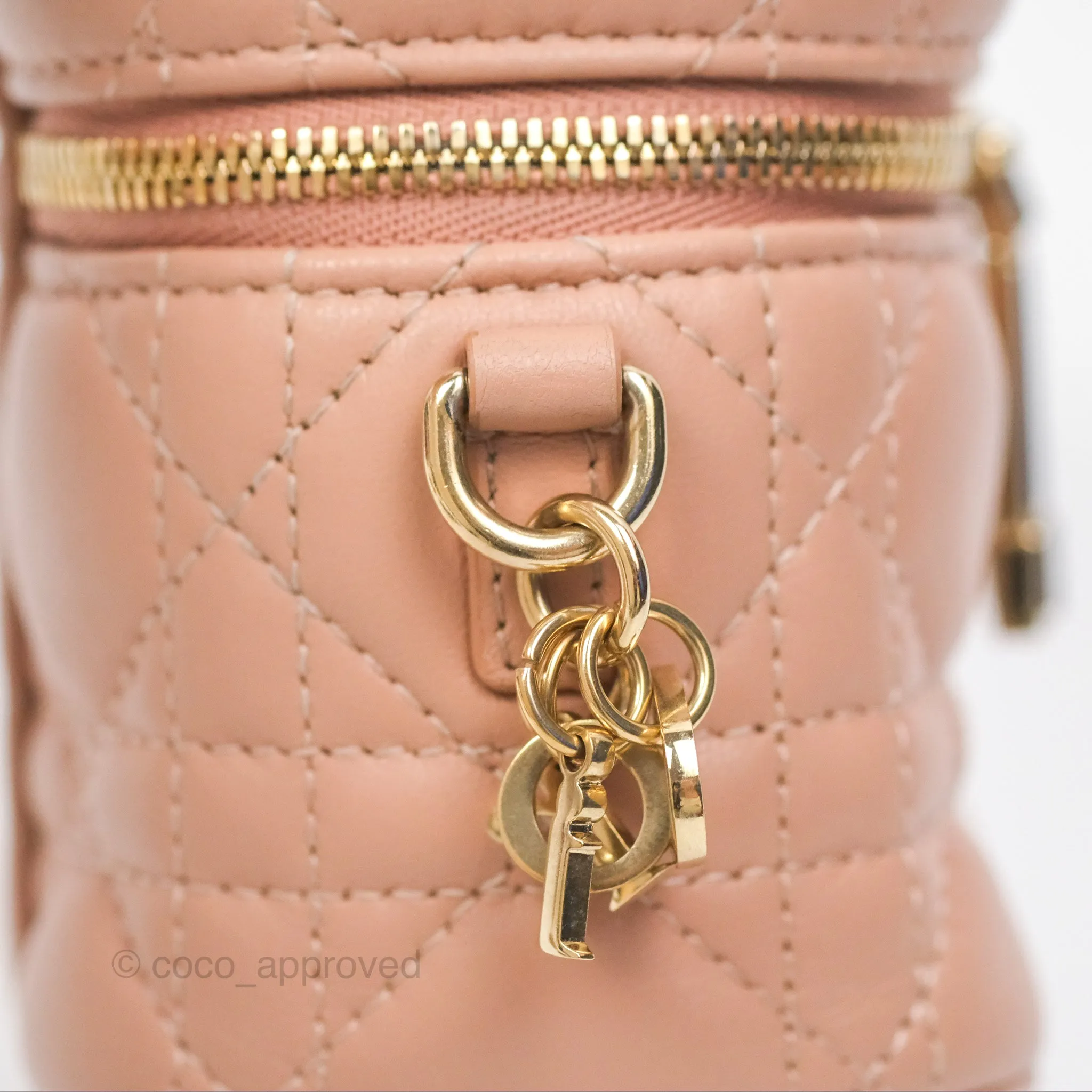 Christian Dior Micro Lady Dior Vanity Case Rose Des Vents Cannage Lambskin