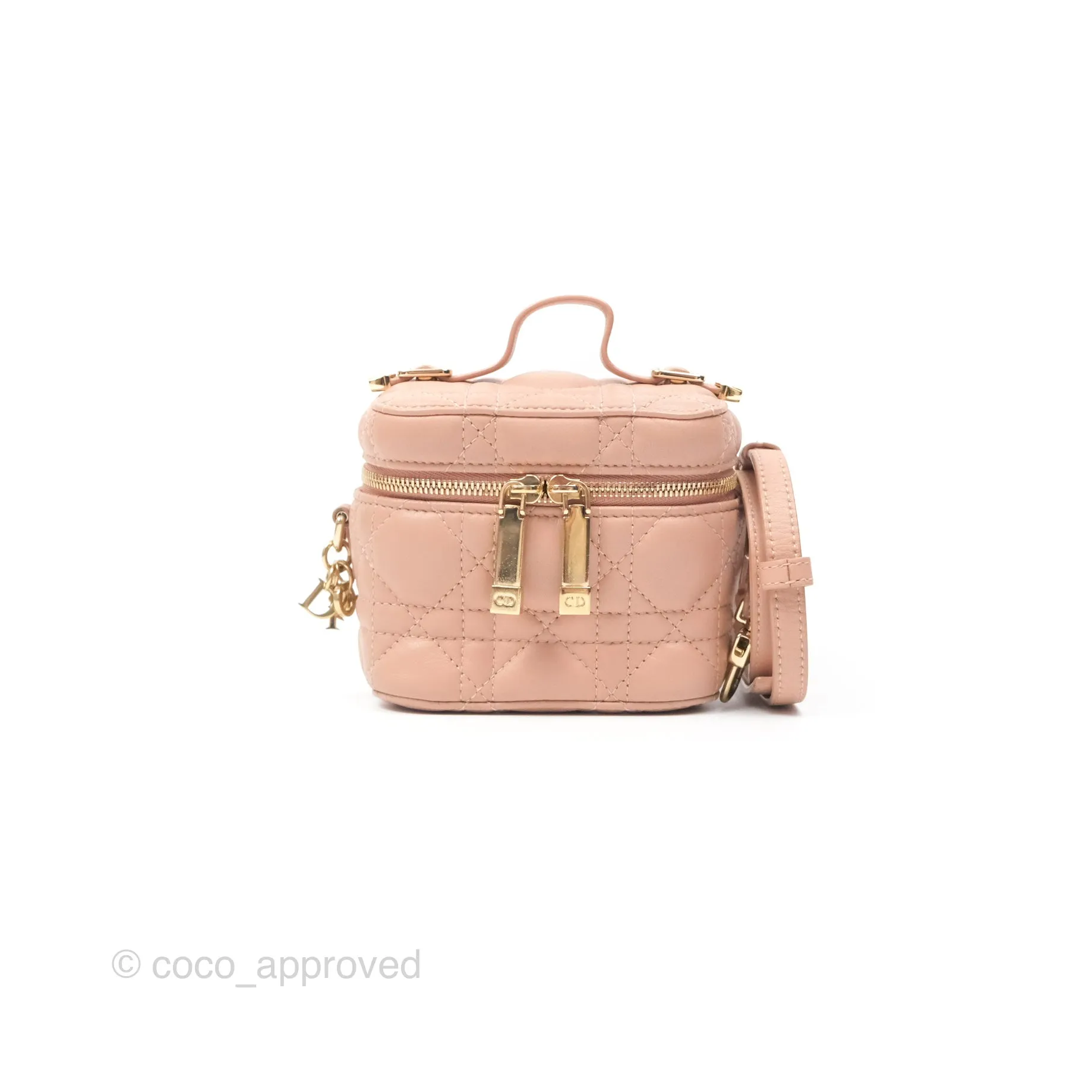 Christian Dior Micro Lady Dior Vanity Case Rose Des Vents Cannage Lambskin