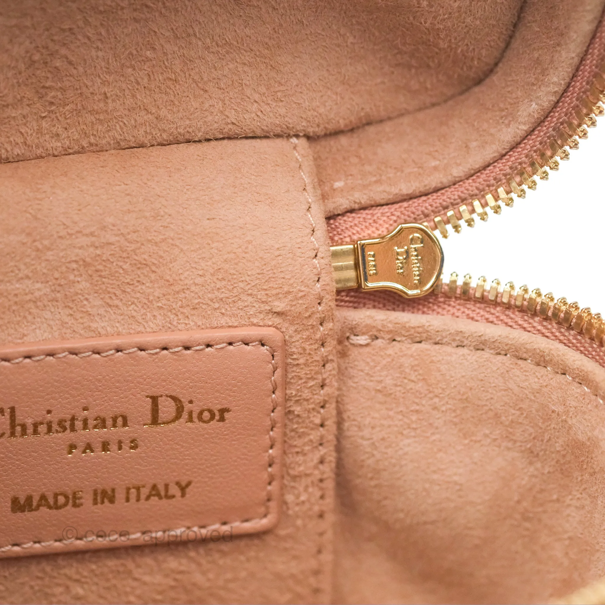 Christian Dior Micro Lady Dior Vanity Case Rose Des Vents Cannage Lambskin