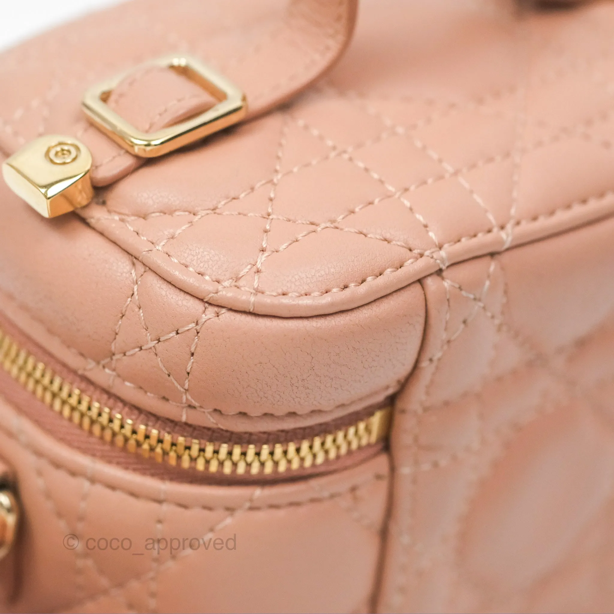 Christian Dior Micro Lady Dior Vanity Case Rose Des Vents Cannage Lambskin
