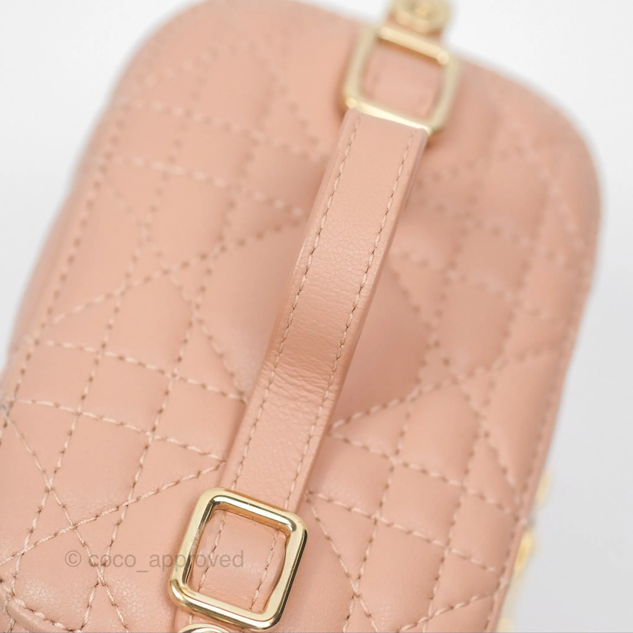 Christian Dior Micro Lady Dior Vanity Case Rose Des Vents Cannage Lambskin