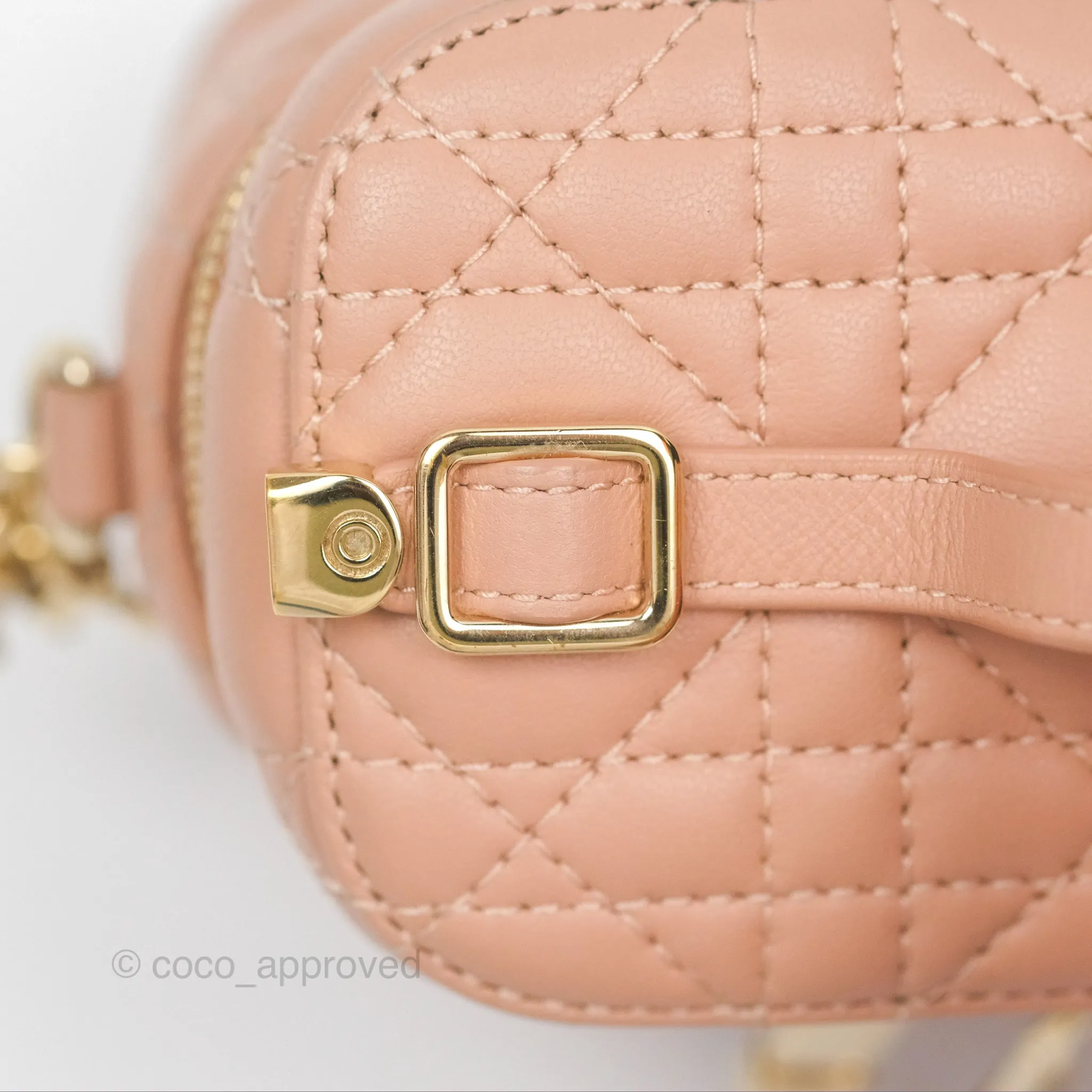 Christian Dior Micro Lady Dior Vanity Case Rose Des Vents Cannage Lambskin