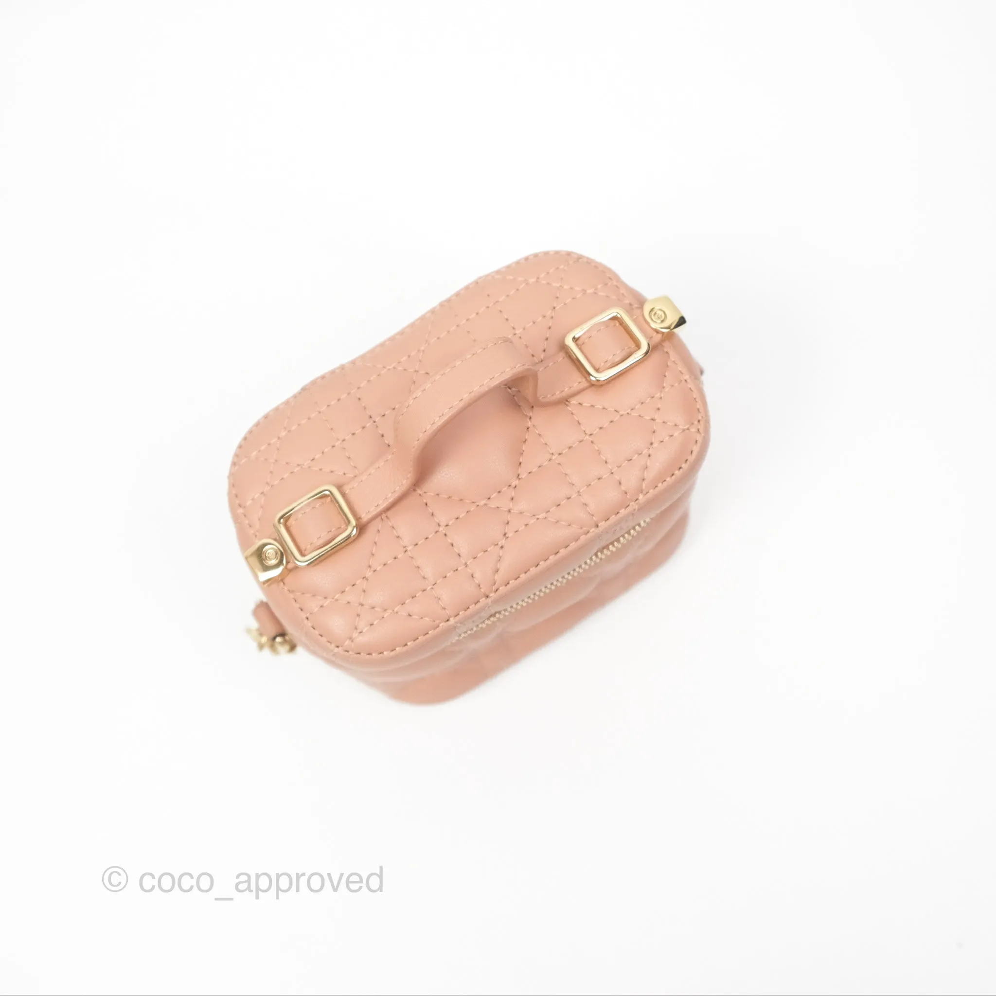Christian Dior Micro Lady Dior Vanity Case Rose Des Vents Cannage Lambskin