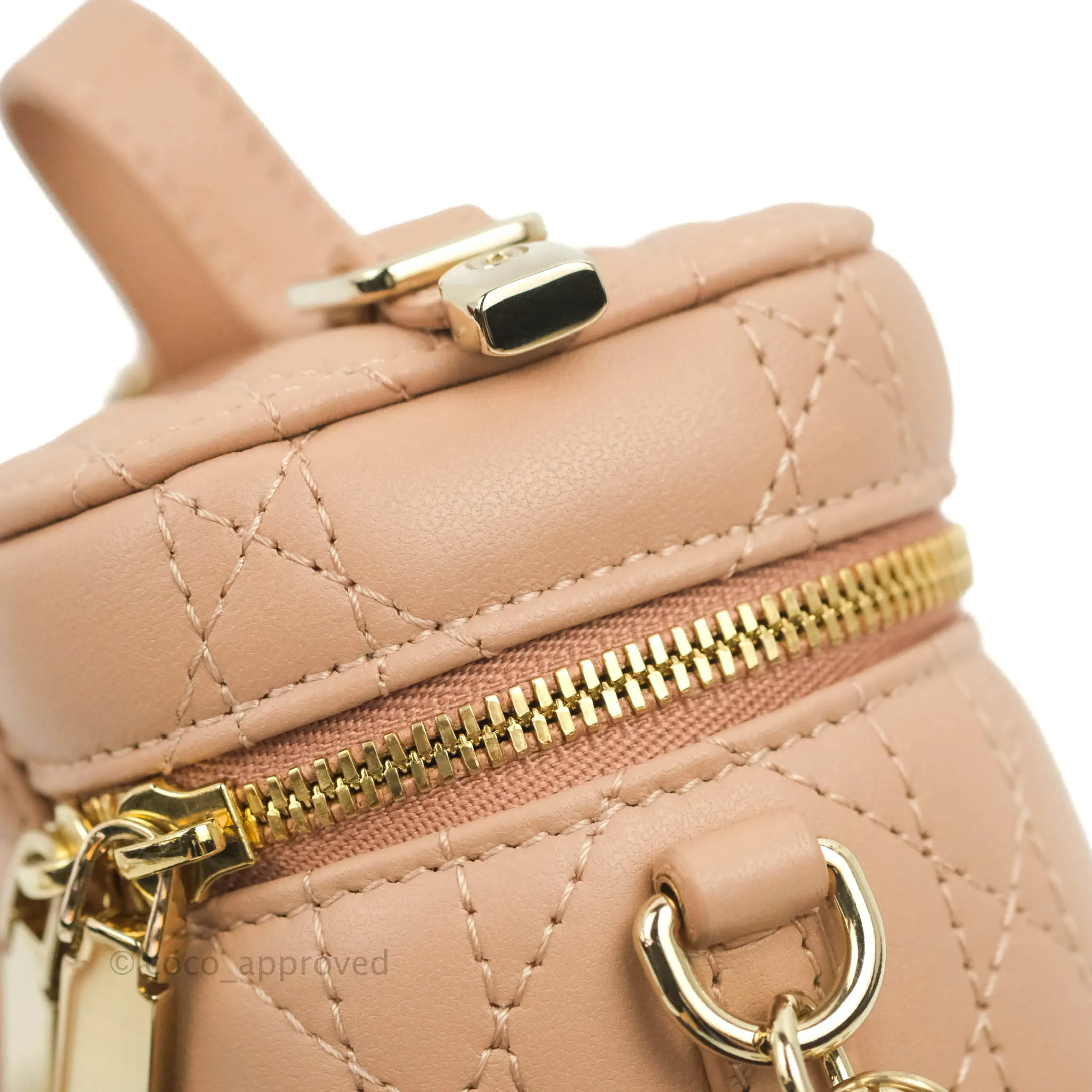 Christian Dior Micro Lady Dior Vanity Lambskin Rose De Ven Cannage Lambskin