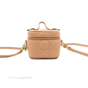 Christian Dior Micro Lady Dior Vanity Lambskin Rose De Ven Cannage Lambskin