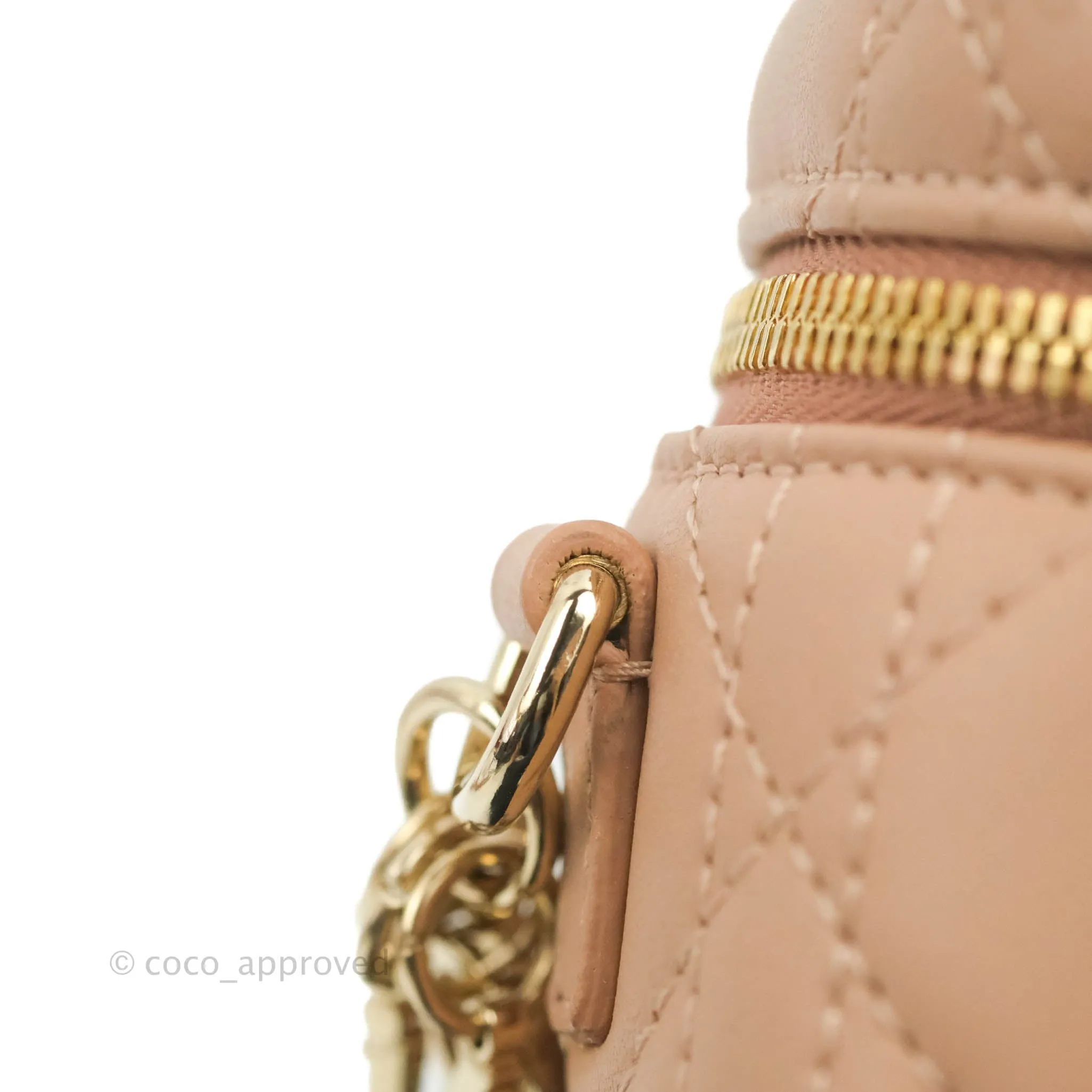 Christian Dior Micro Lady Dior Vanity Lambskin Rose De Ven Cannage Lambskin