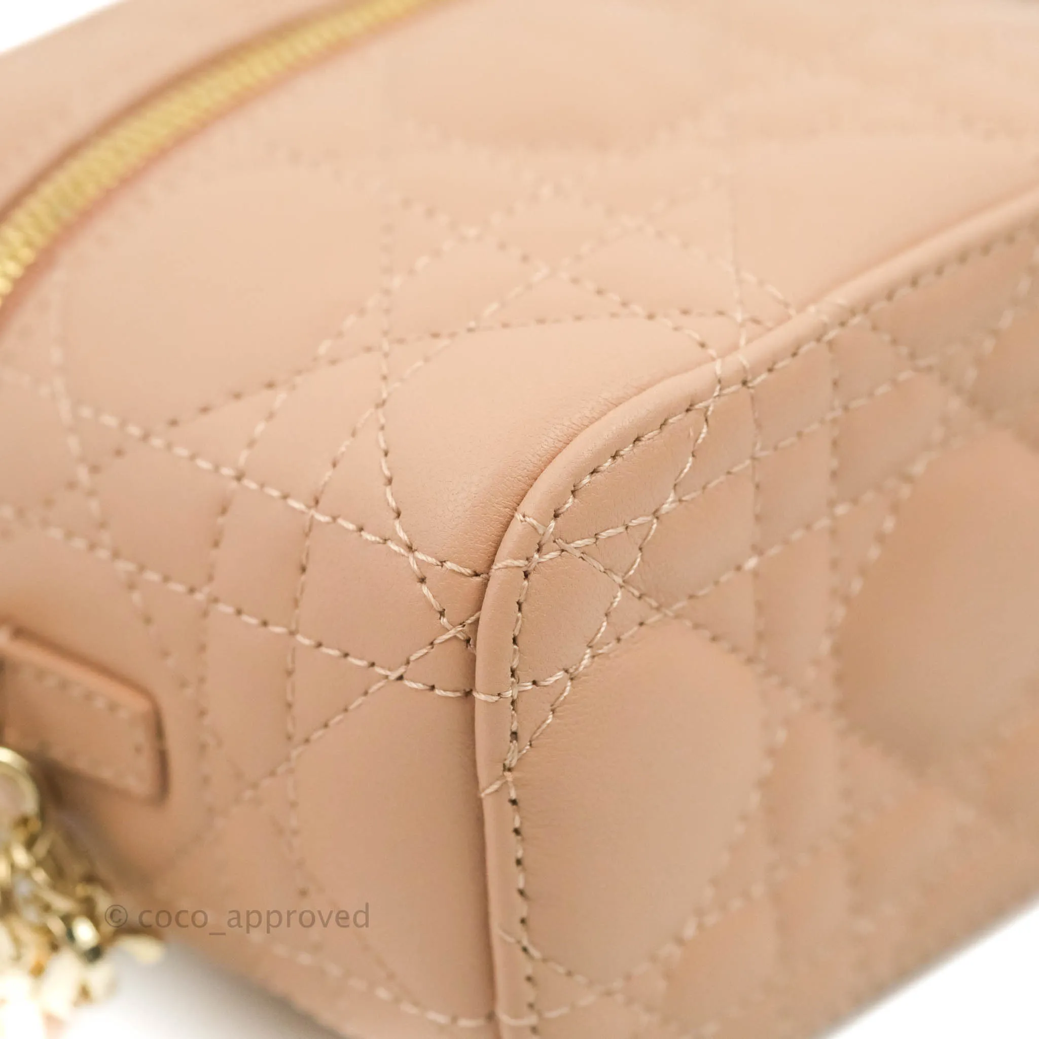 Christian Dior Micro Lady Dior Vanity Lambskin Rose De Ven Cannage Lambskin