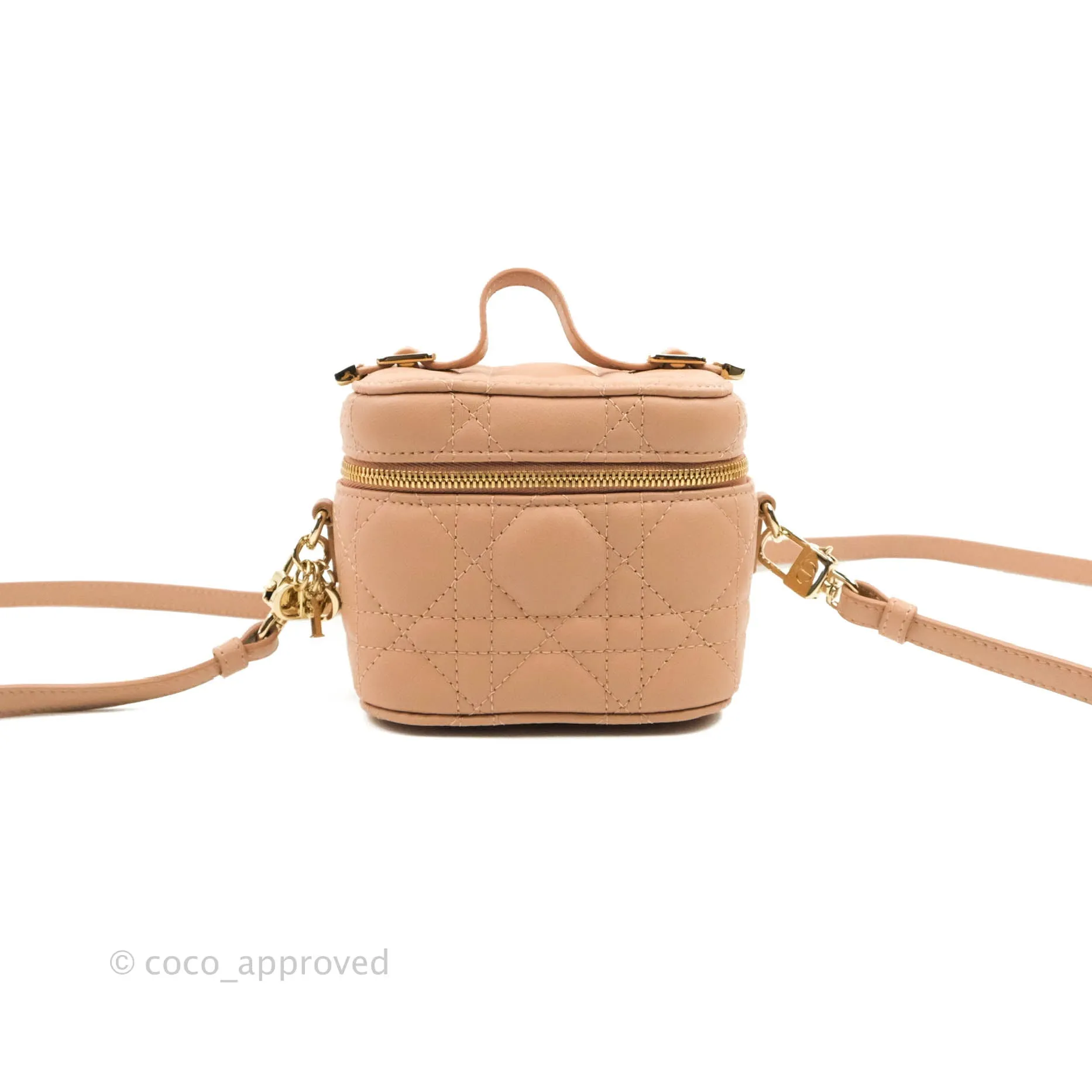 Christian Dior Micro Lady Dior Vanity Lambskin Rose De Ven Cannage Lambskin