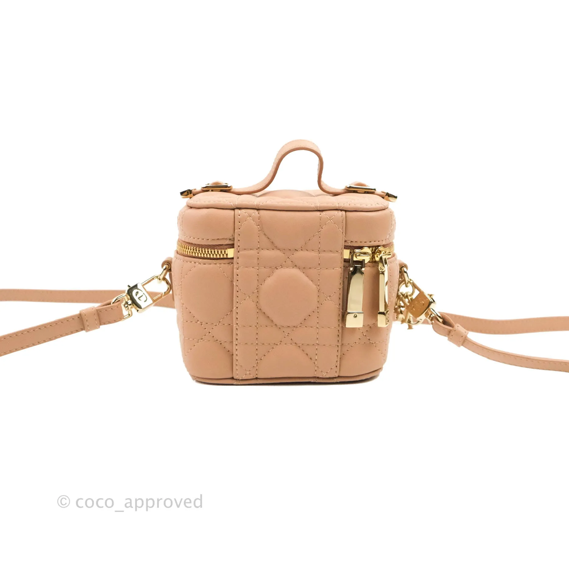 Christian Dior Micro Lady Dior Vanity Lambskin Rose De Ven Cannage Lambskin