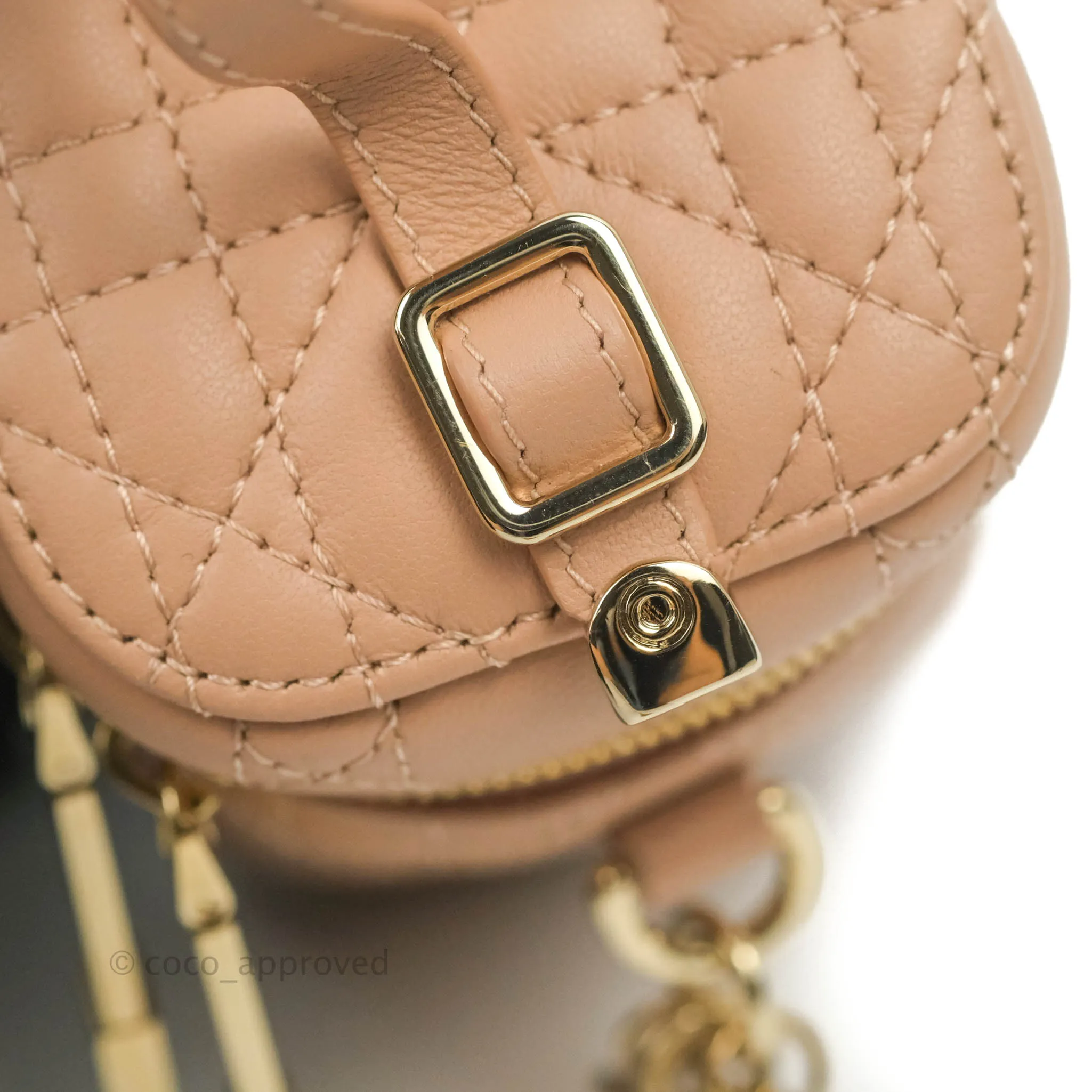 Christian Dior Micro Lady Dior Vanity Lambskin Rose De Ven Cannage Lambskin