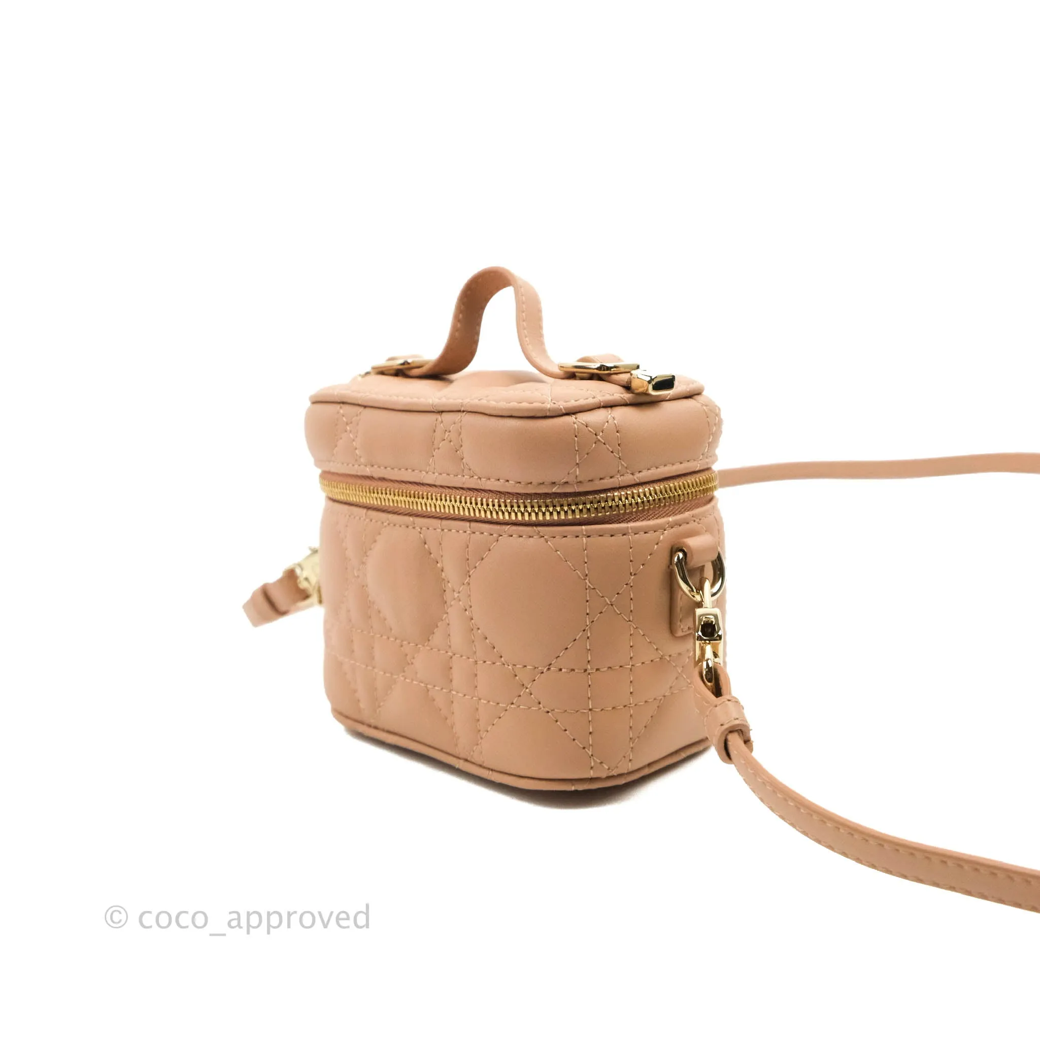 Christian Dior Micro Lady Dior Vanity Lambskin Rose De Ven Cannage Lambskin
