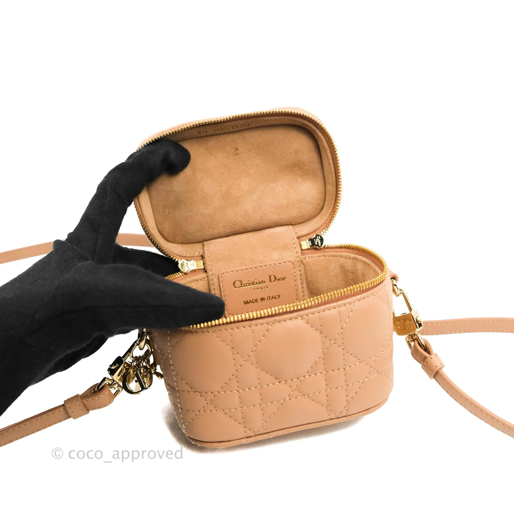 Christian Dior Micro Lady Dior Vanity Lambskin Rose De Ven Cannage Lambskin
