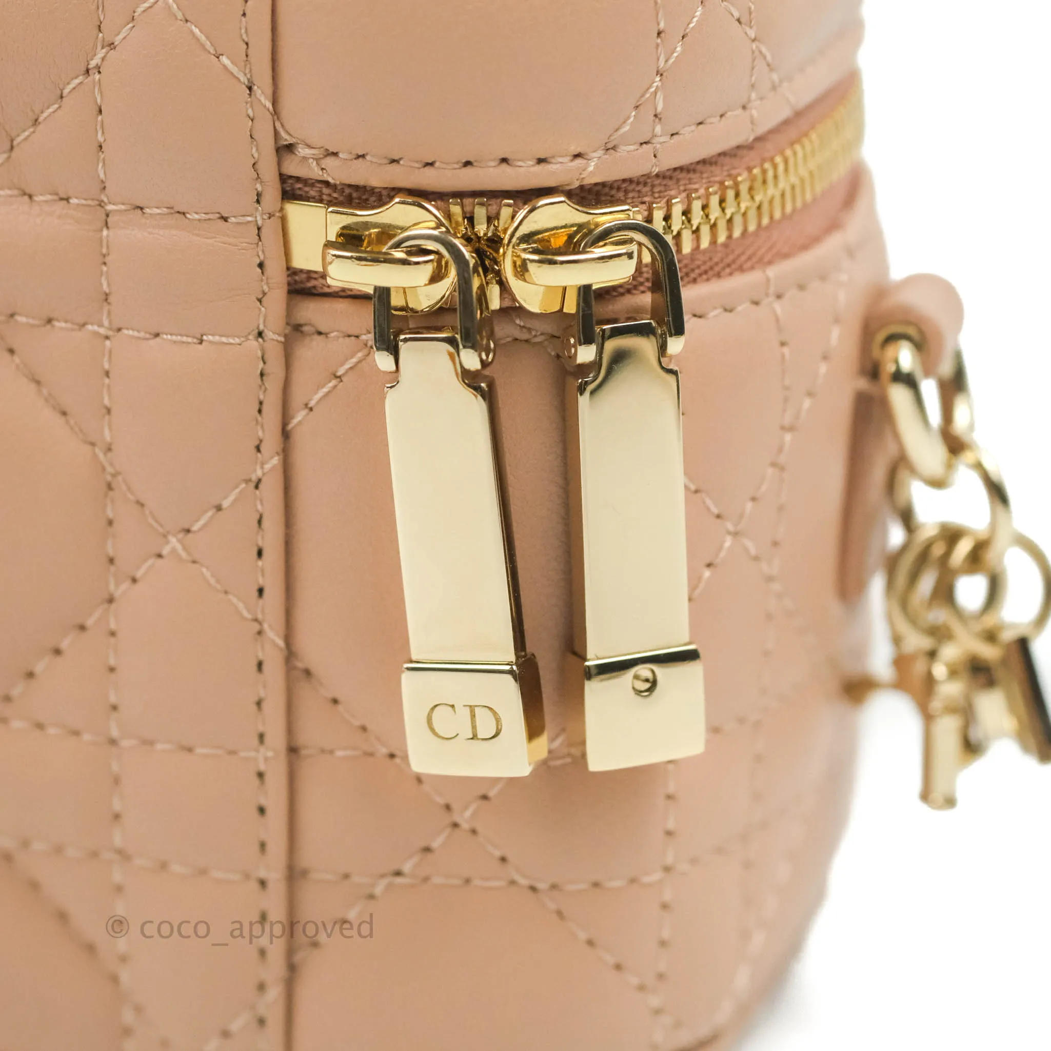 Christian Dior Micro Lady Dior Vanity Lambskin Rose De Ven Cannage Lambskin