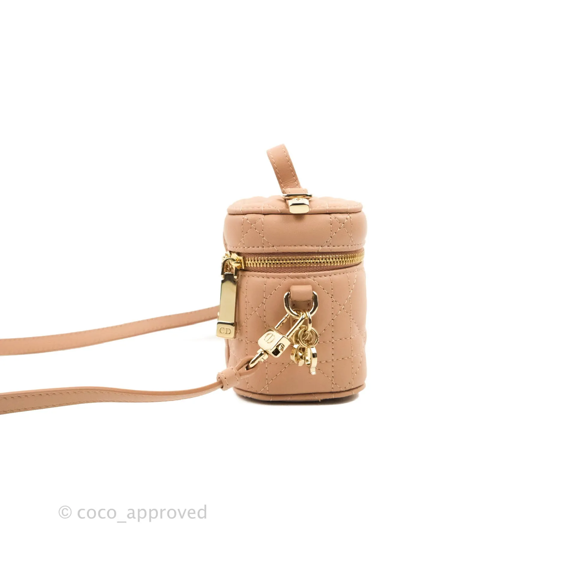 Christian Dior Micro Lady Dior Vanity Lambskin Rose De Ven Cannage Lambskin