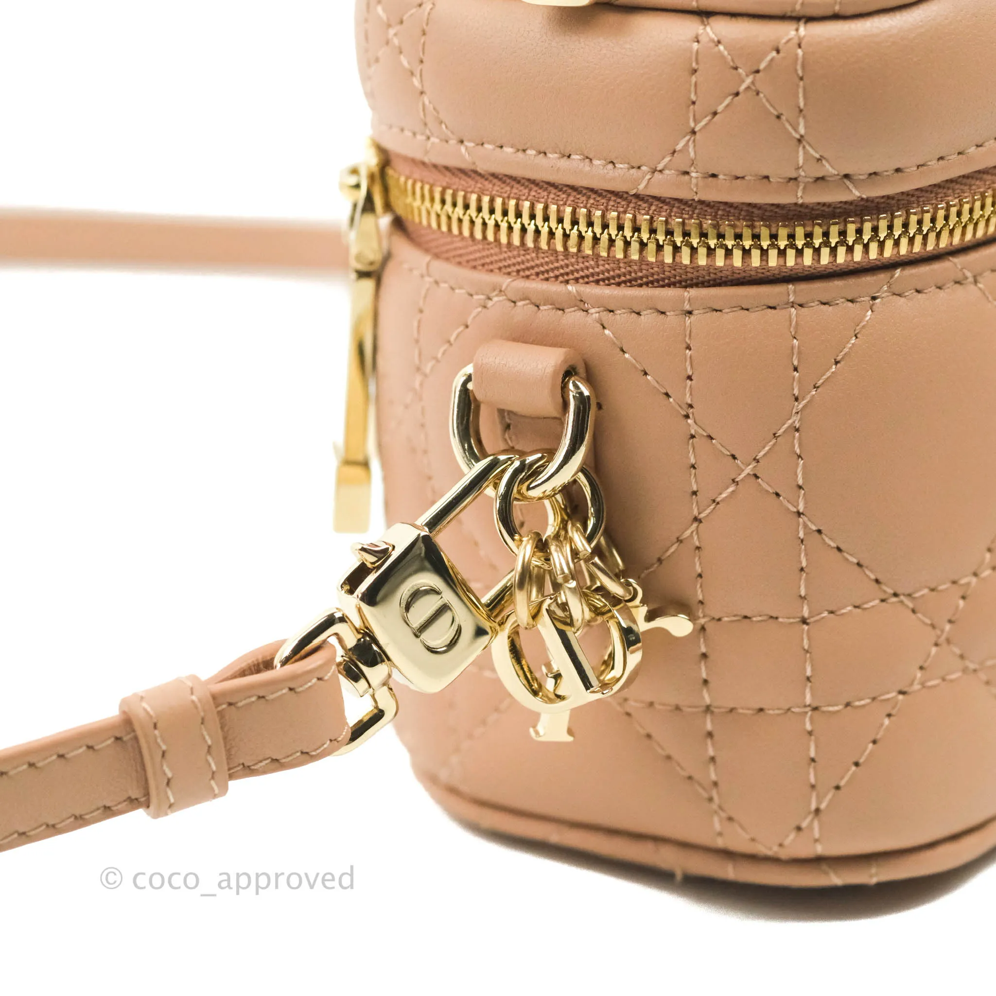 Christian Dior Micro Lady Dior Vanity Lambskin Rose De Ven Cannage Lambskin