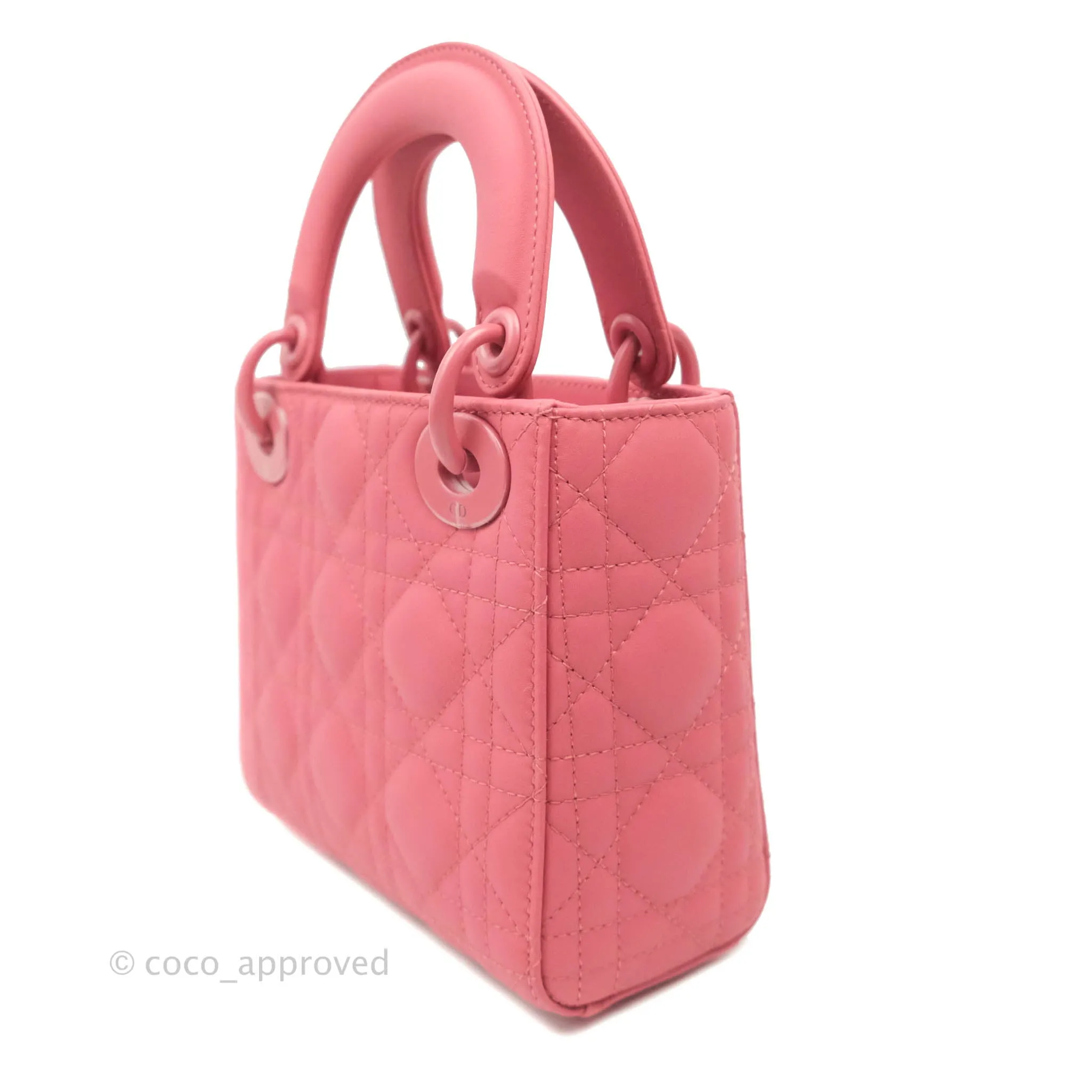 Christian Dior Mini Cannage Lady Dior Dark Pink Matte Pink Hardware