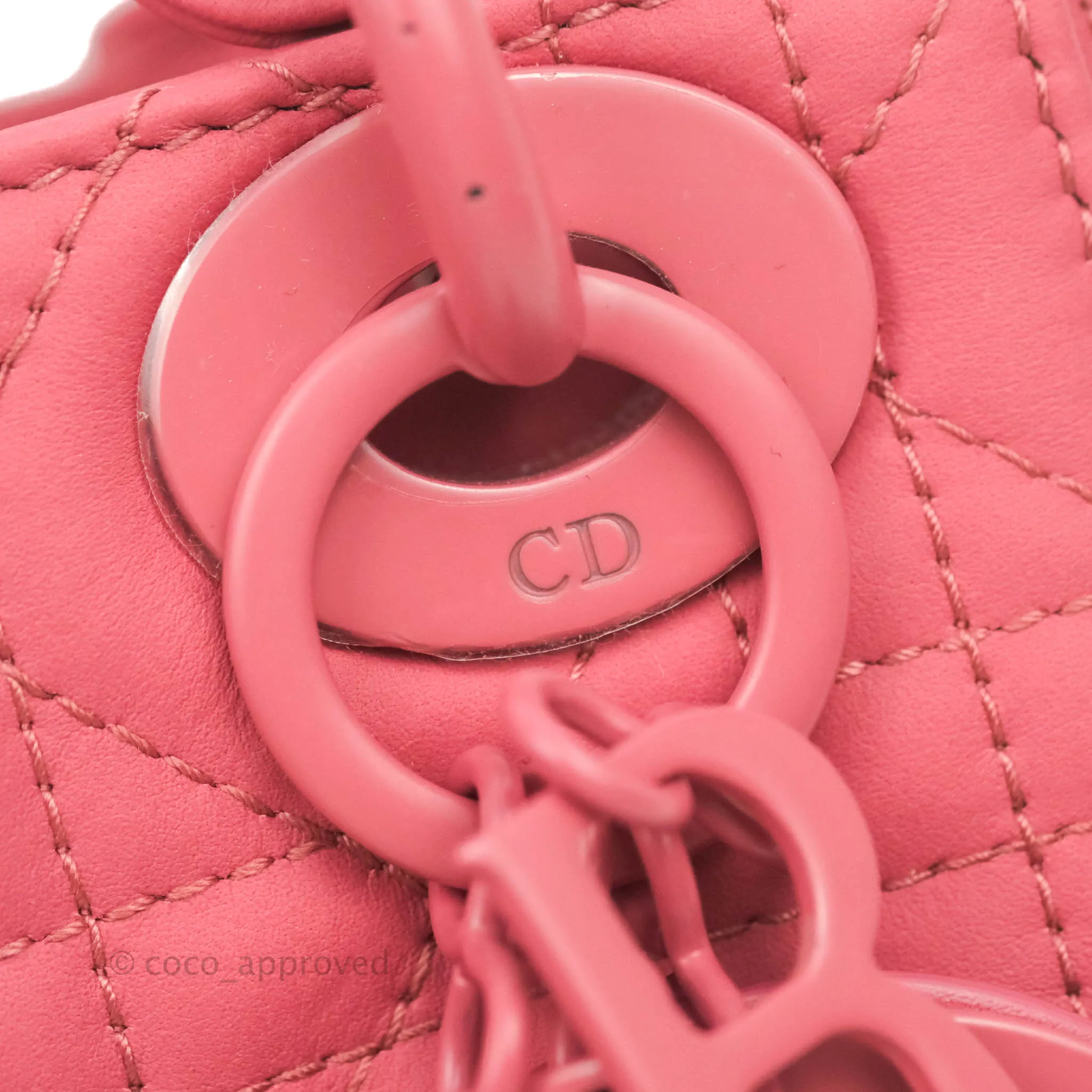 Christian Dior Mini Cannage Lady Dior Dark Pink Matte Pink Hardware