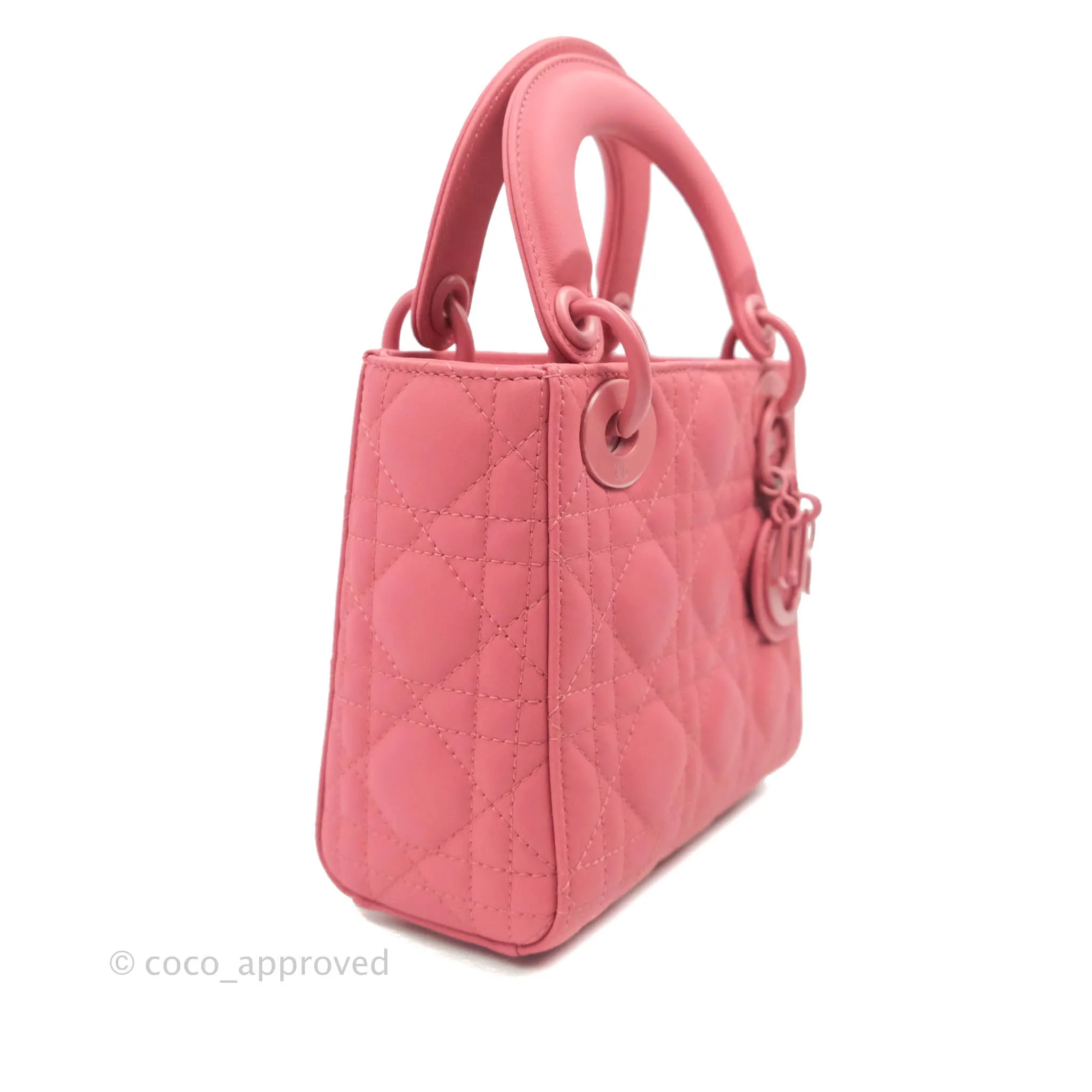 Christian Dior Mini Cannage Lady Dior Dark Pink Matte Pink Hardware