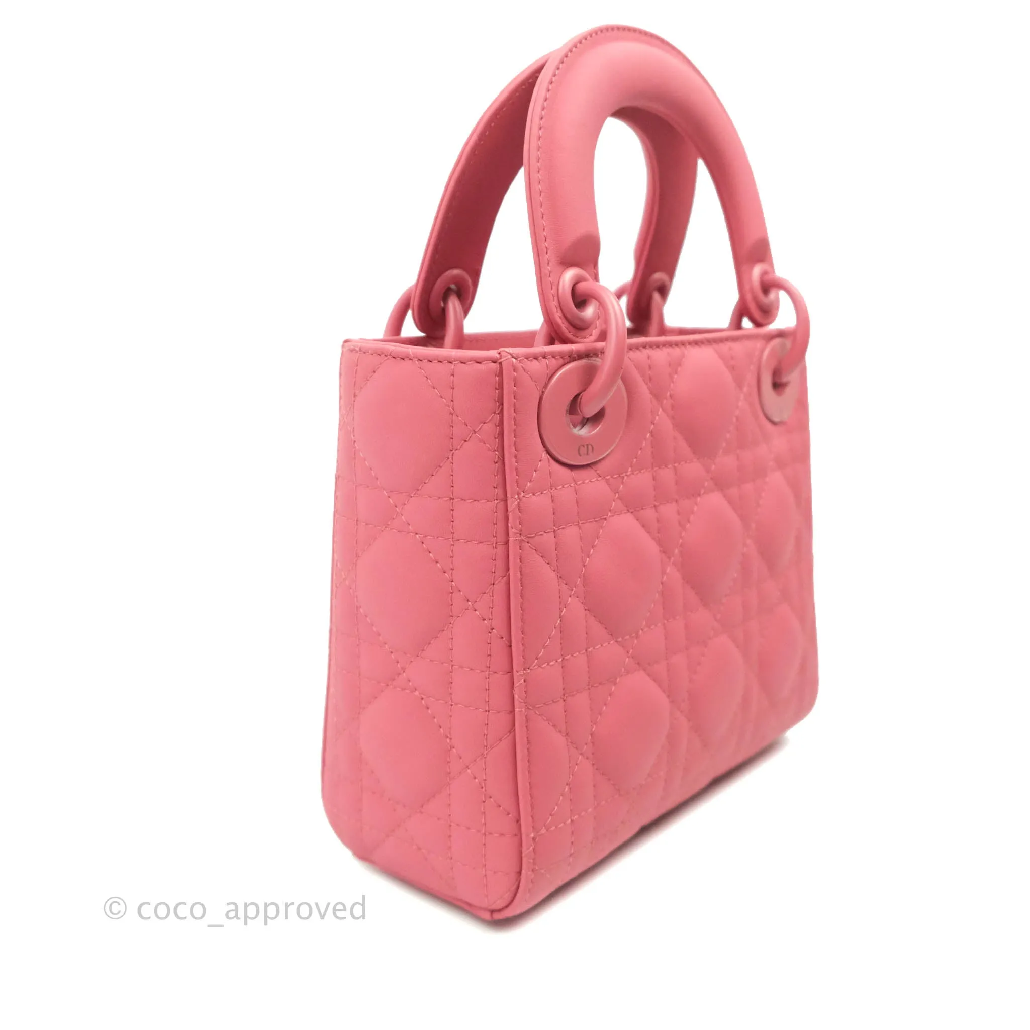 Christian Dior Mini Cannage Lady Dior Dark Pink Matte Pink Hardware