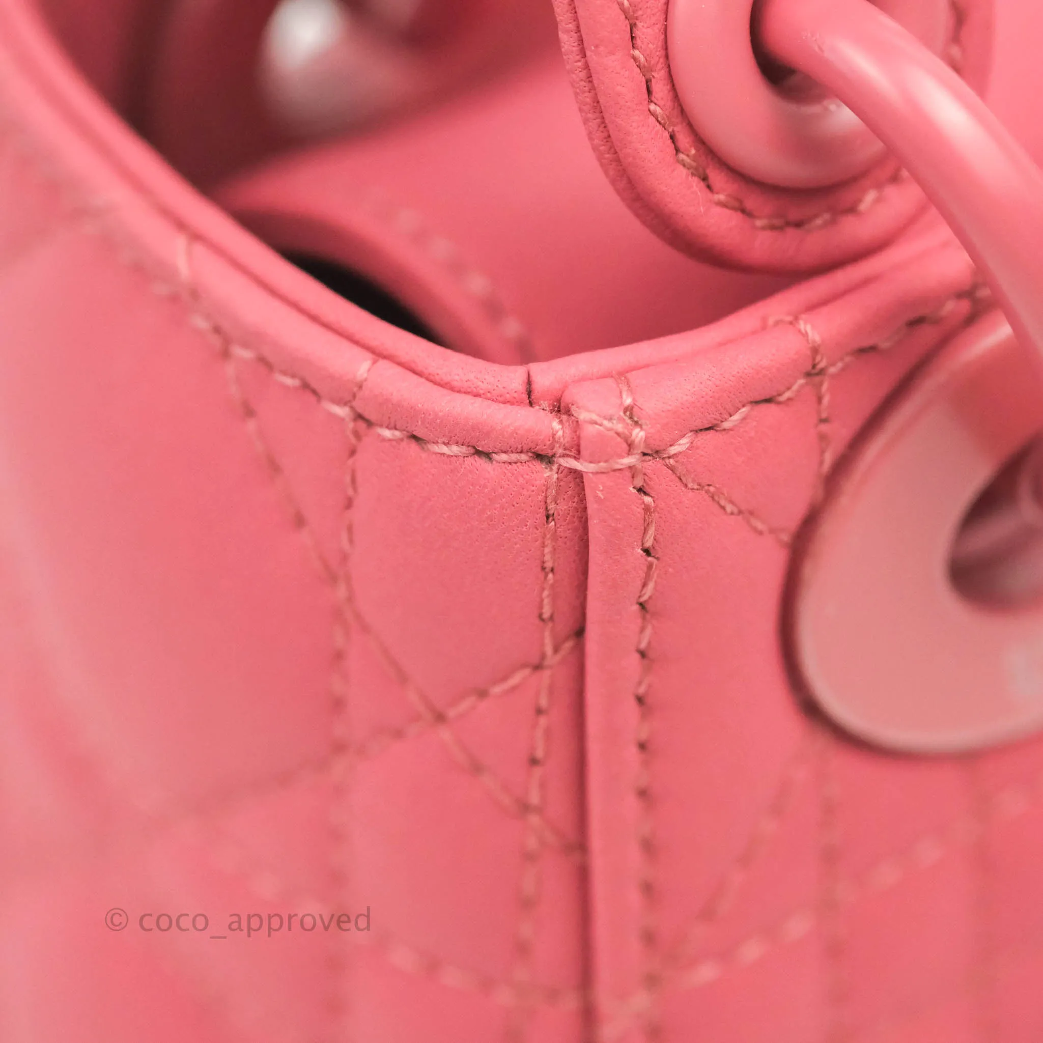 Christian Dior Mini Cannage Lady Dior Dark Pink Matte Pink Hardware