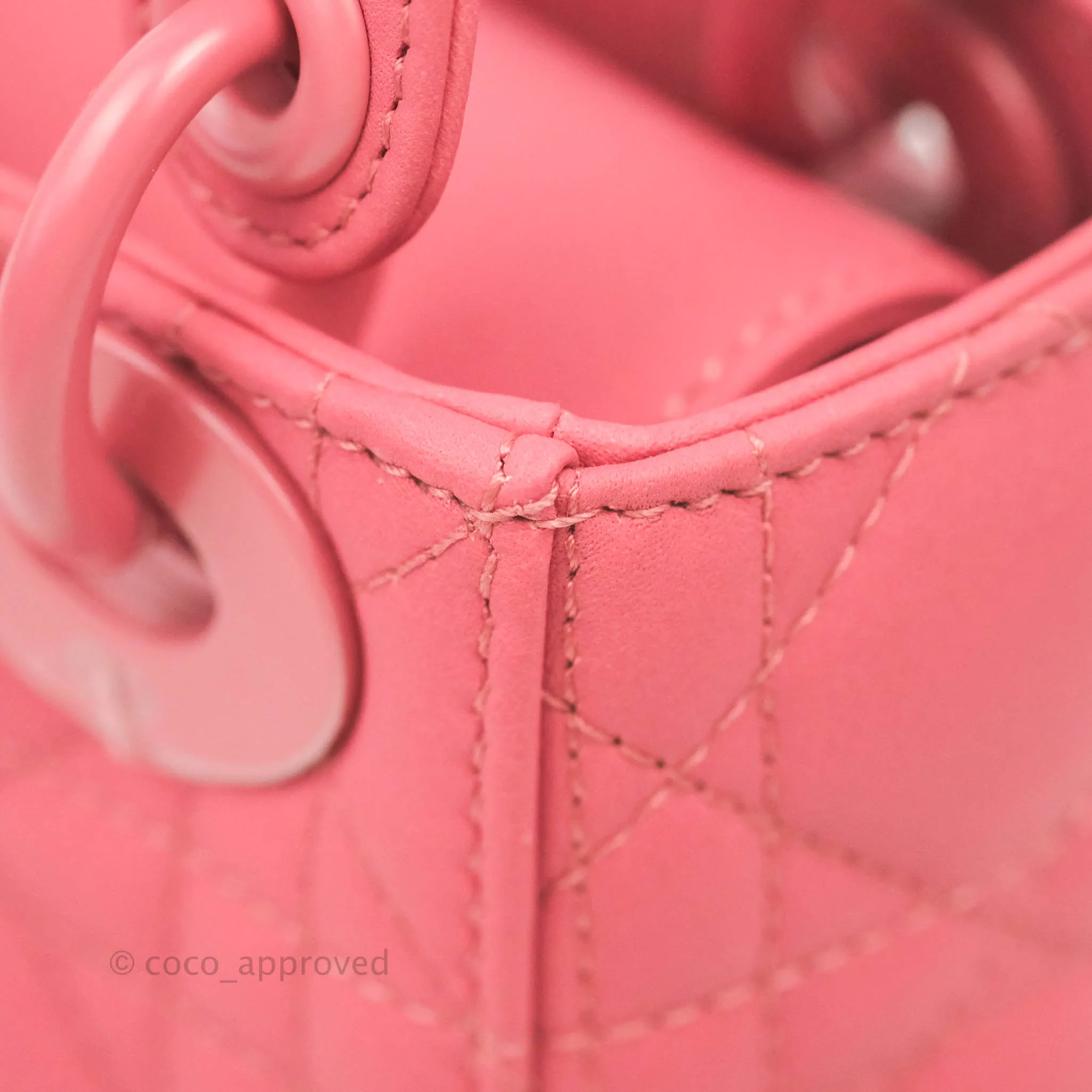 Christian Dior Mini Cannage Lady Dior Dark Pink Matte Pink Hardware