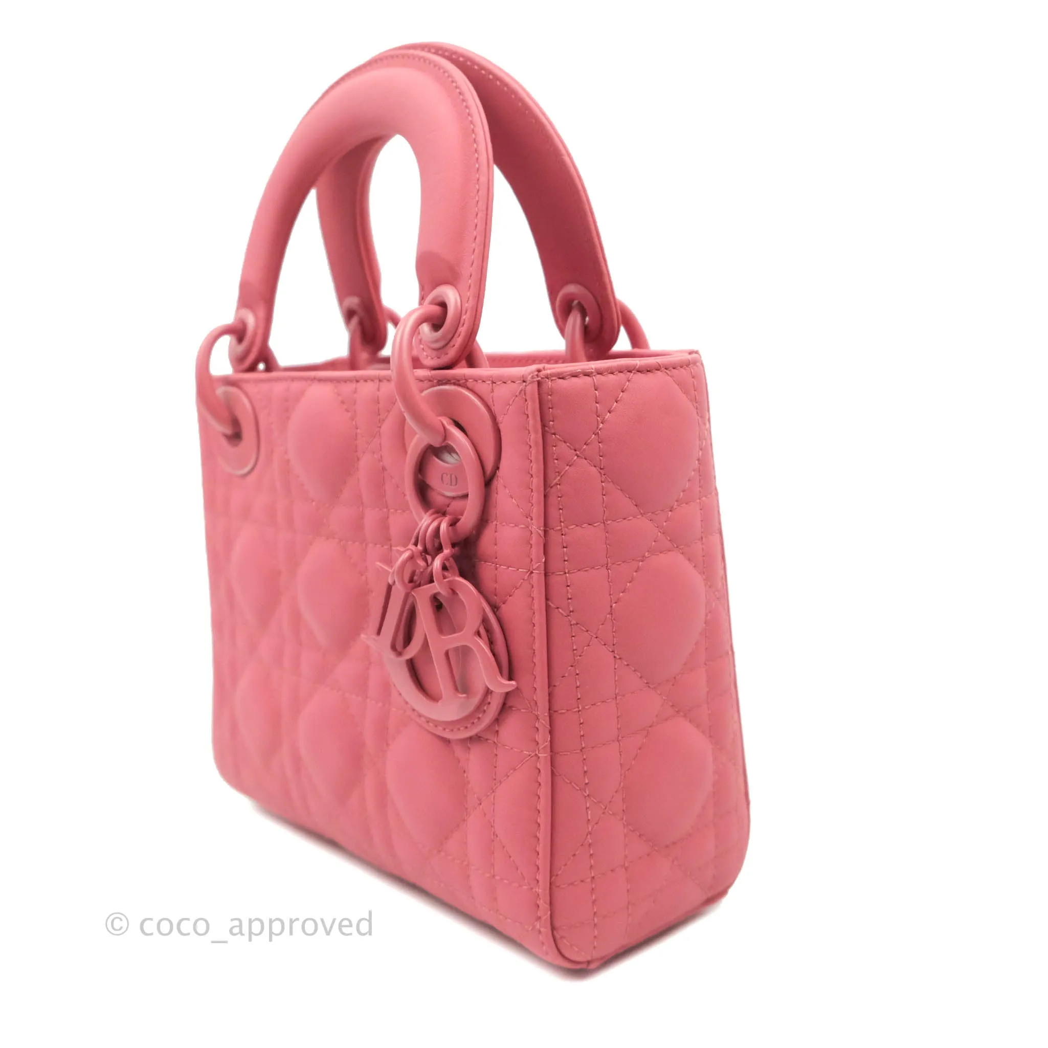 Christian Dior Mini Cannage Lady Dior Dark Pink Matte Pink Hardware