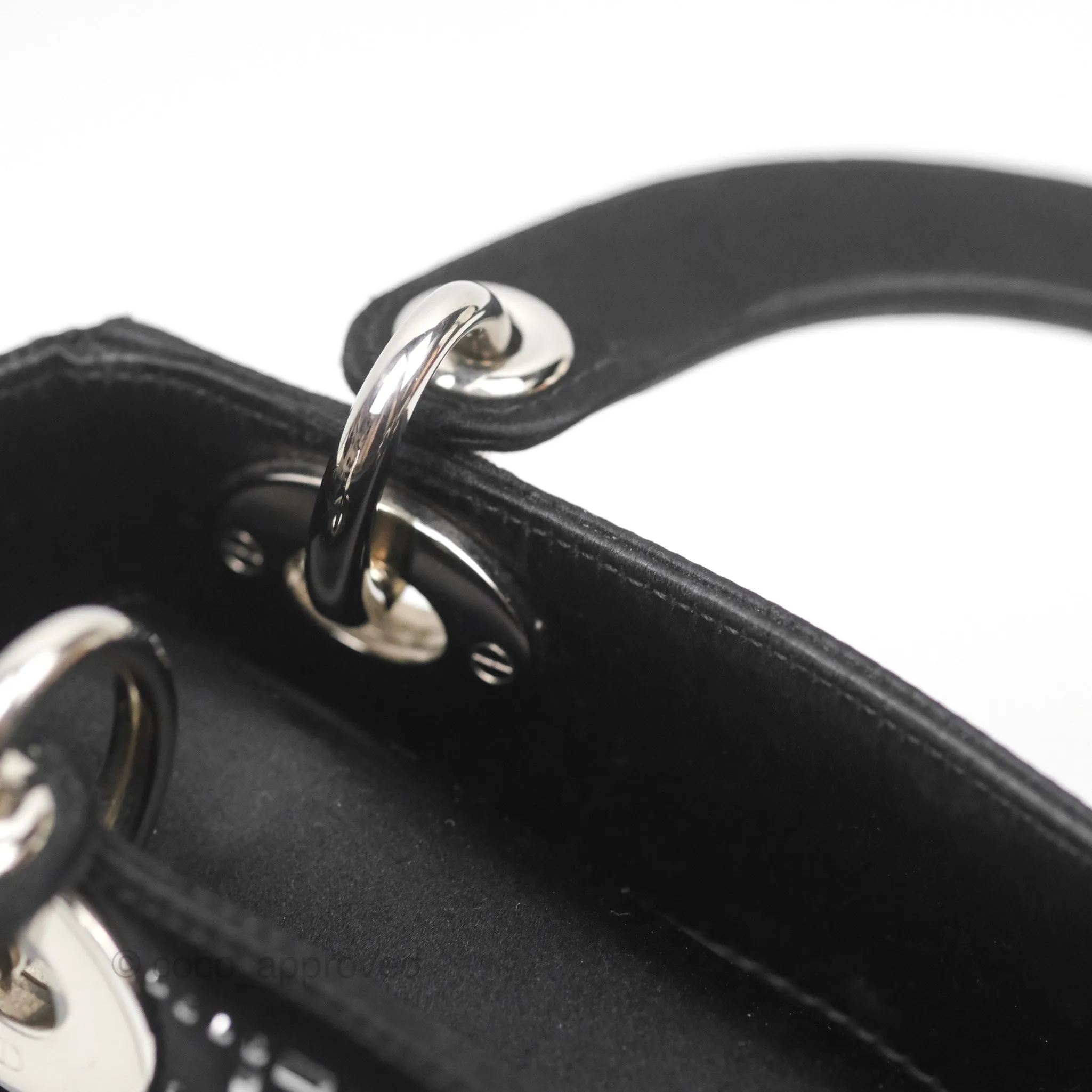 Christian Dior Mini Lady Dior Bag Black Strass Cannage Satin Silver Hardware