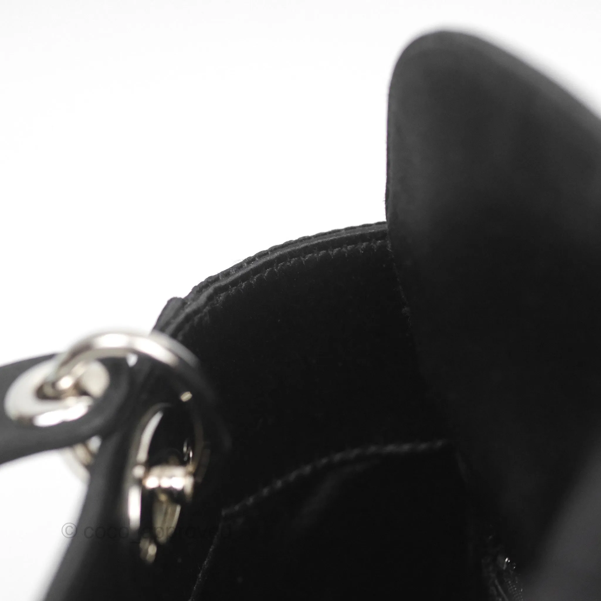 Christian Dior Mini Lady Dior Bag Black Strass Cannage Satin Silver Hardware