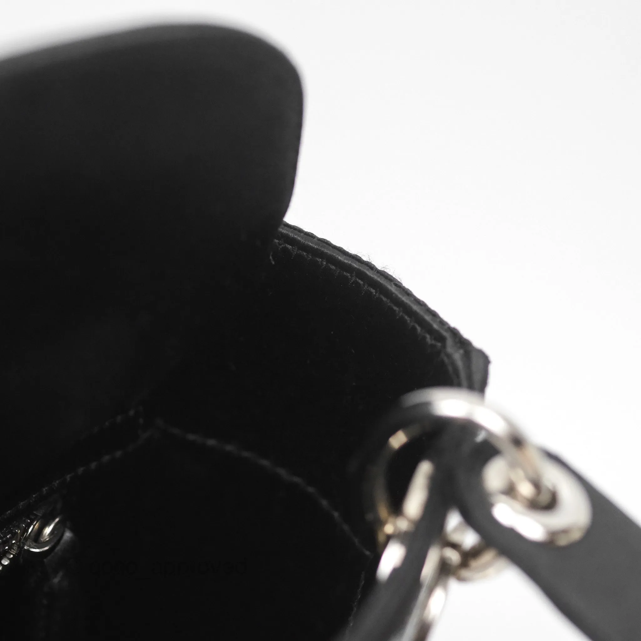 Christian Dior Mini Lady Dior Bag Black Strass Cannage Satin Silver Hardware