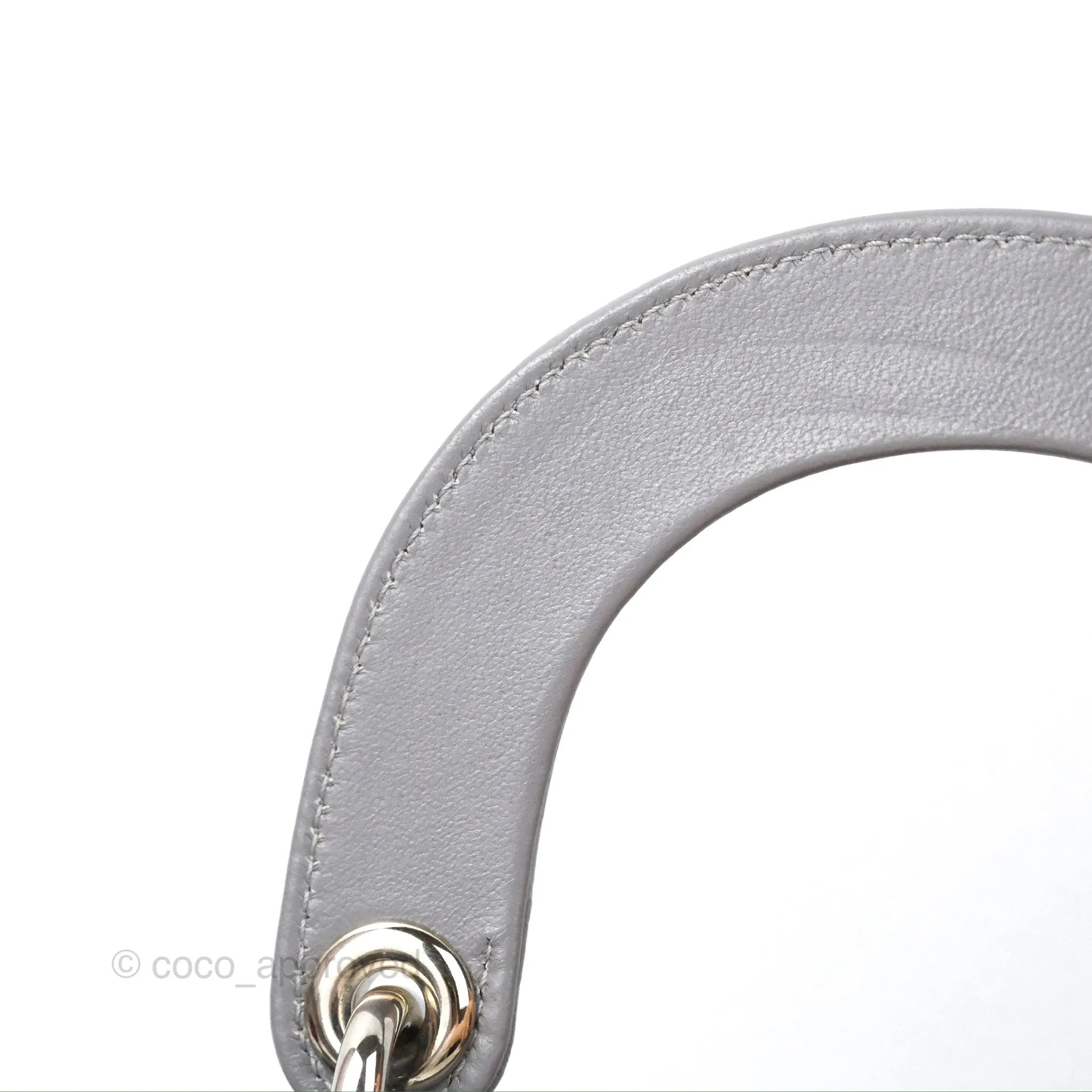 Christian Dior Mini Lady Dior Grey Lambskin Cannage Silver Hardware