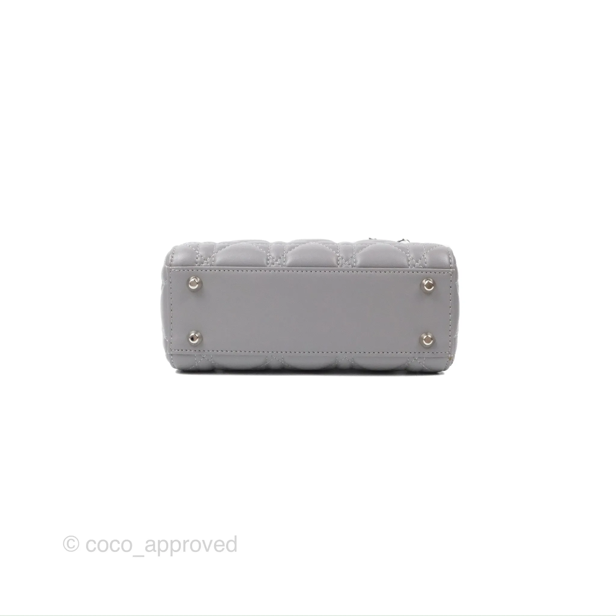 Christian Dior Mini Lady Dior Grey Lambskin Cannage Silver Hardware