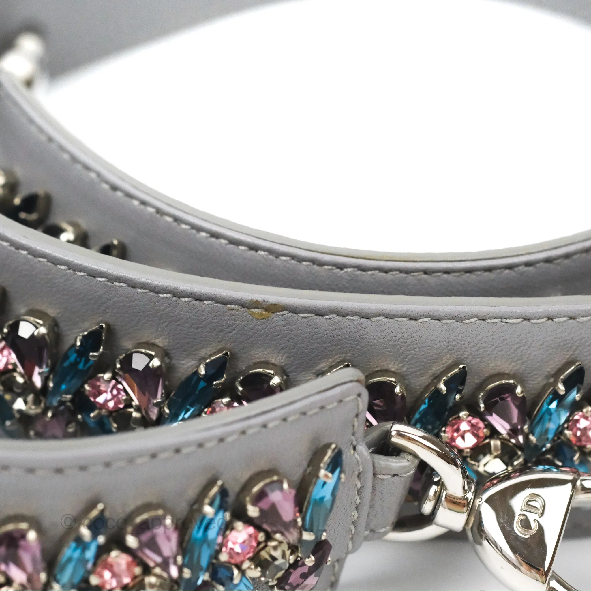 Christian Dior Mini Lady Dior Grey Lambskin Cannage Silver Hardware
