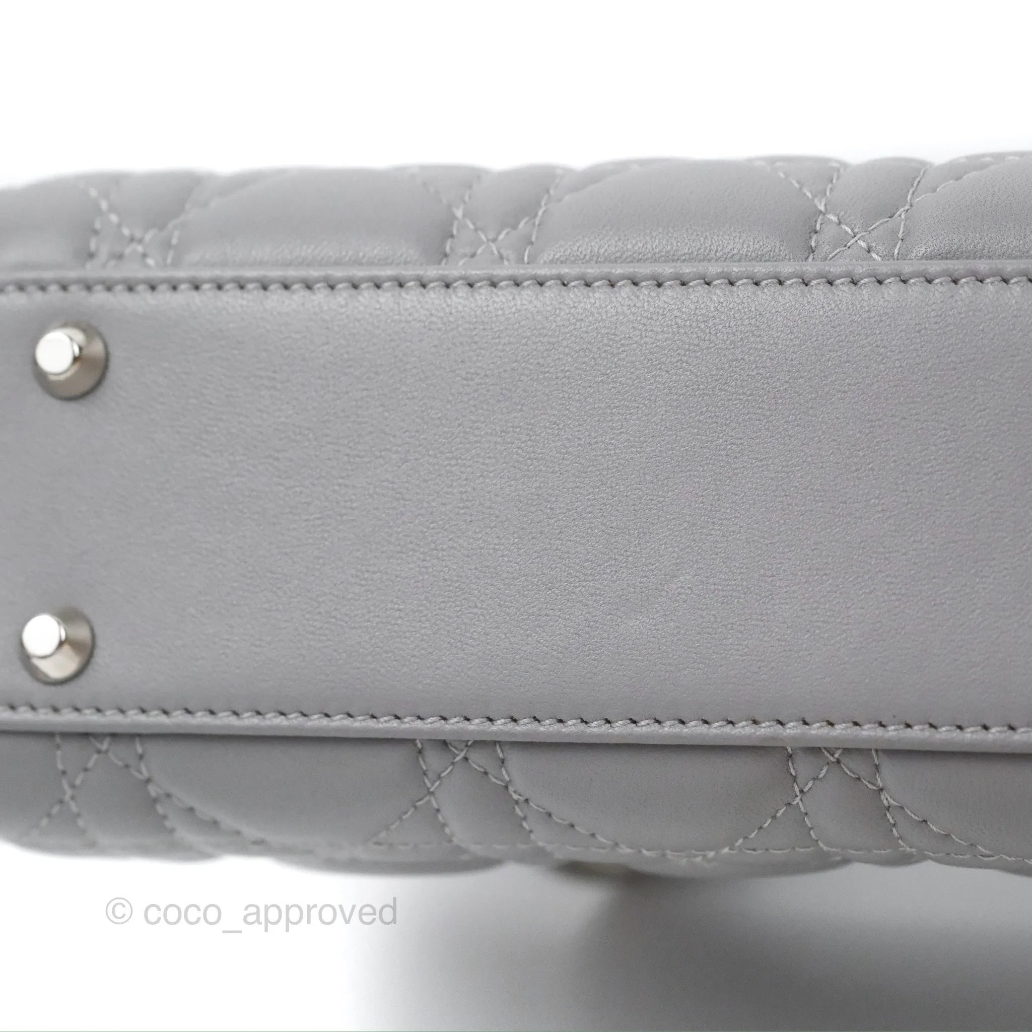 Christian Dior Mini Lady Dior Grey Lambskin Cannage Silver Hardware