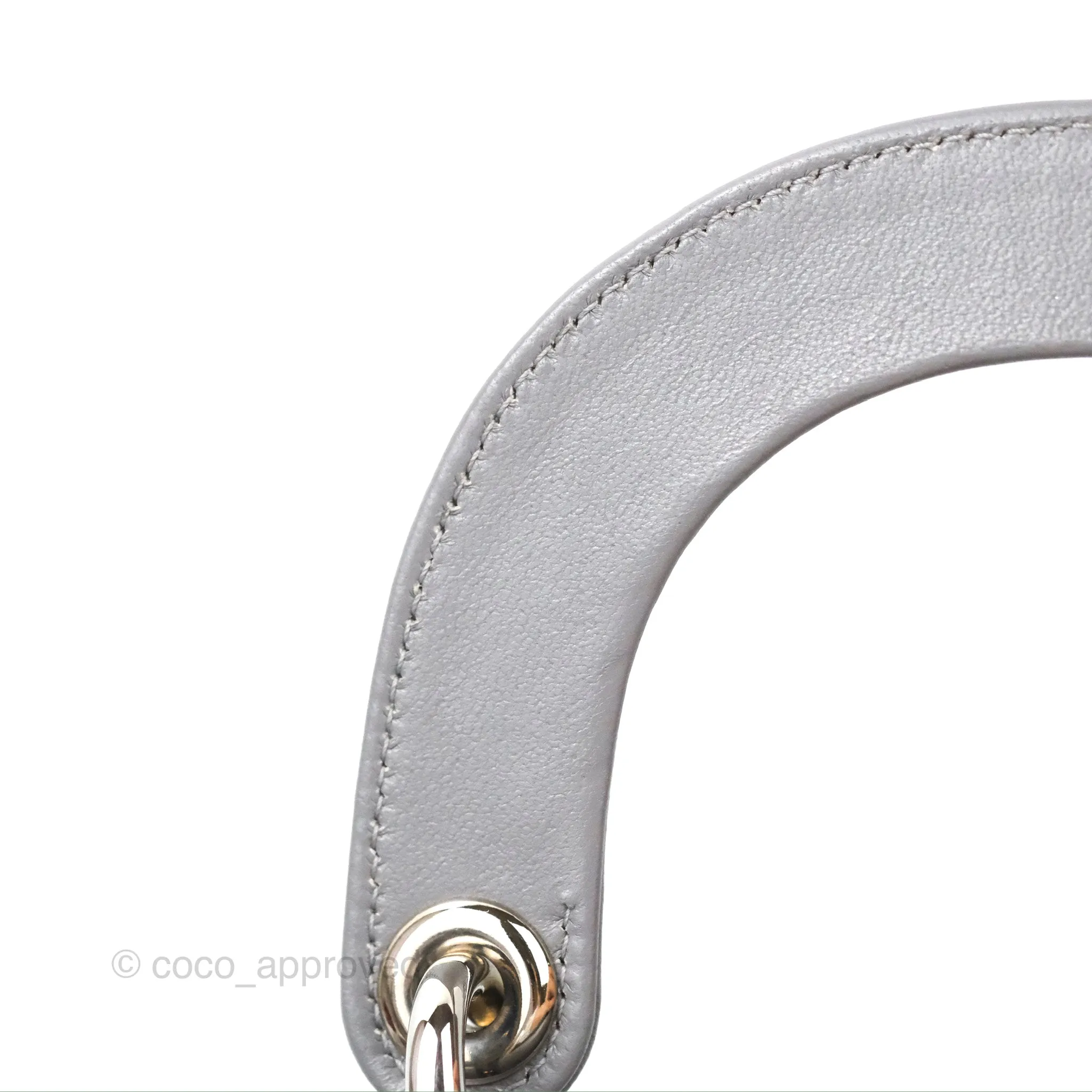 Christian Dior Mini Lady Dior Grey Lambskin Cannage Silver Hardware