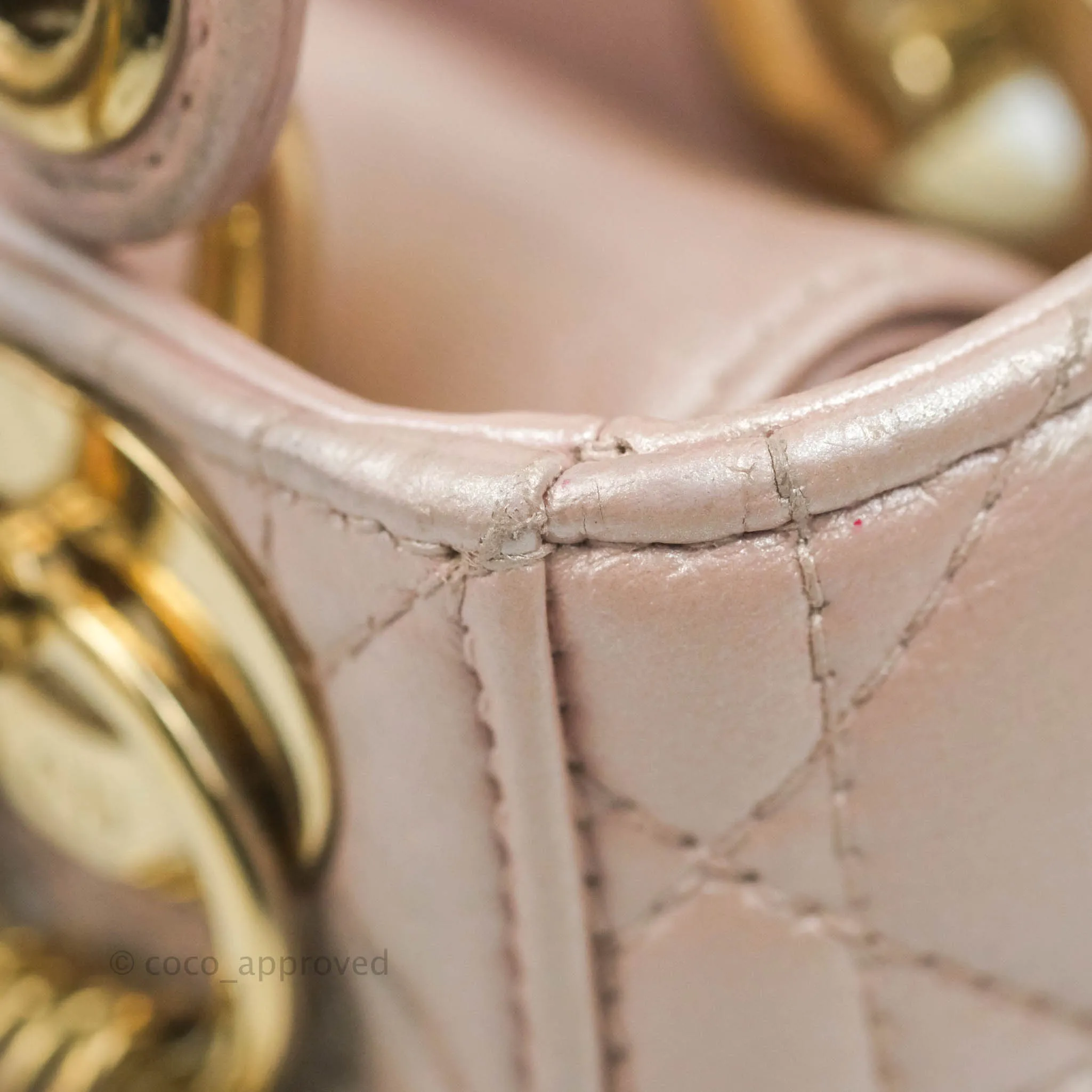 Christian Dior Mini Lady Dior Iridescent Light Pink Cannage Gold Hardware