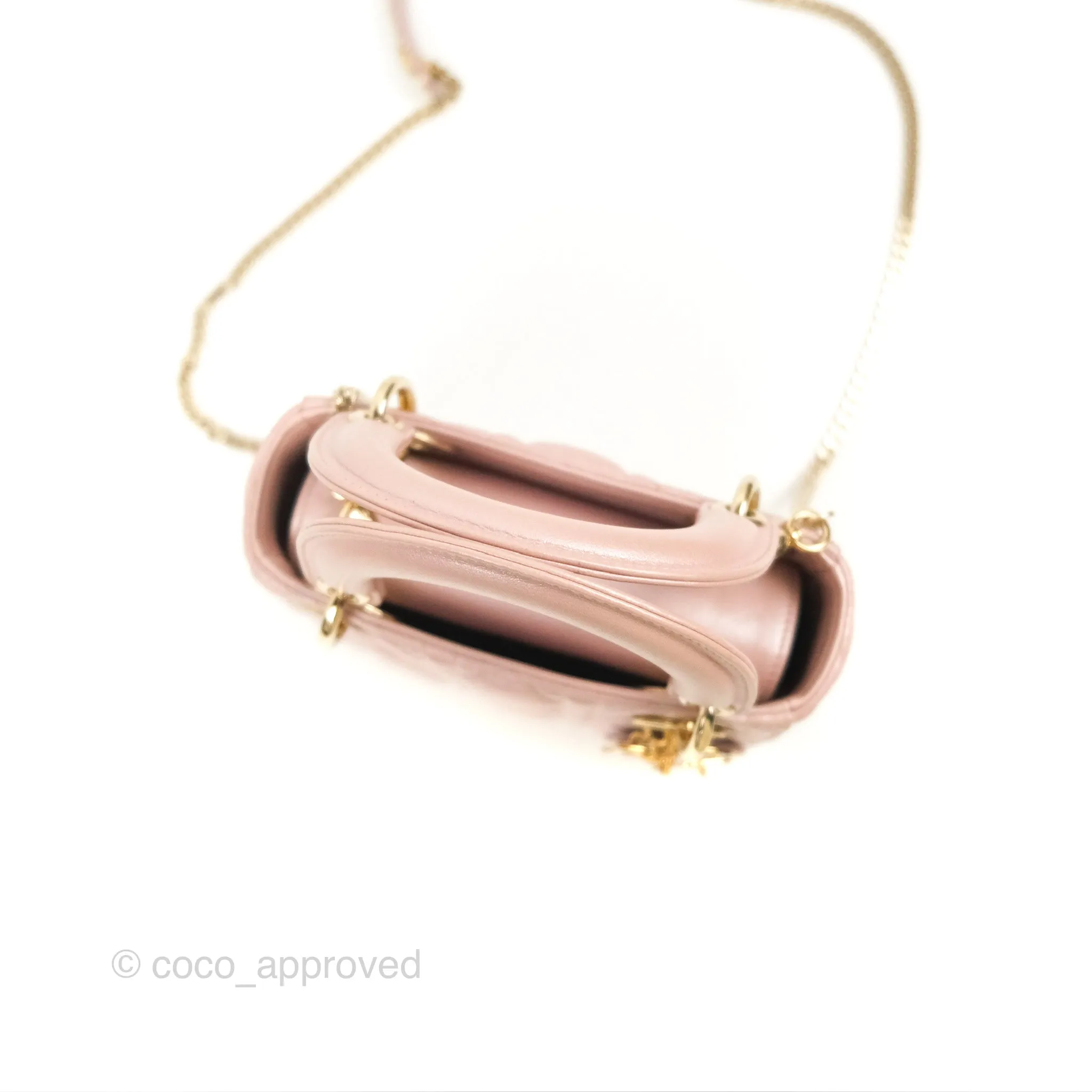 Christian Dior Mini Lady Dior Iridescent Light Pink Cannage Gold Hardware