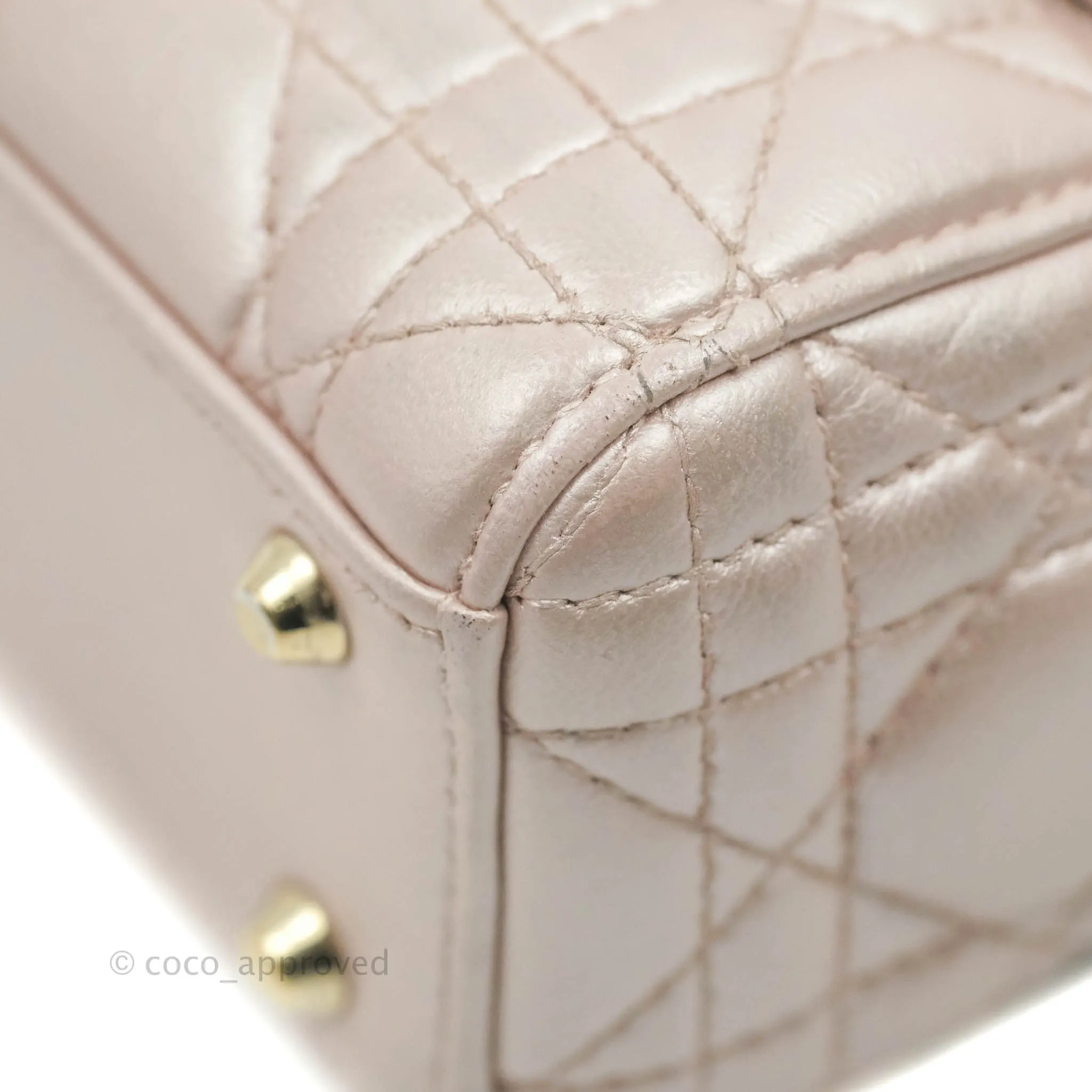 Christian Dior Mini Lady Dior Iridescent Light Pink Cannage Gold Hardware