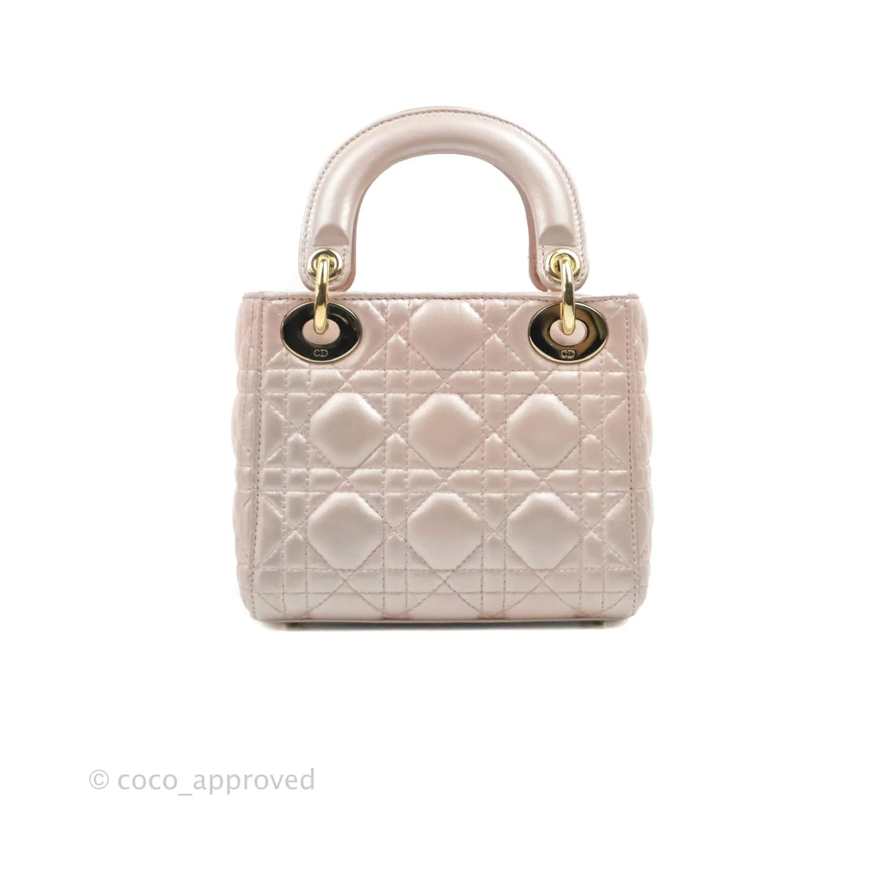 Christian Dior Mini Lady Dior Iridescent Light Pink Cannage Gold Hardware