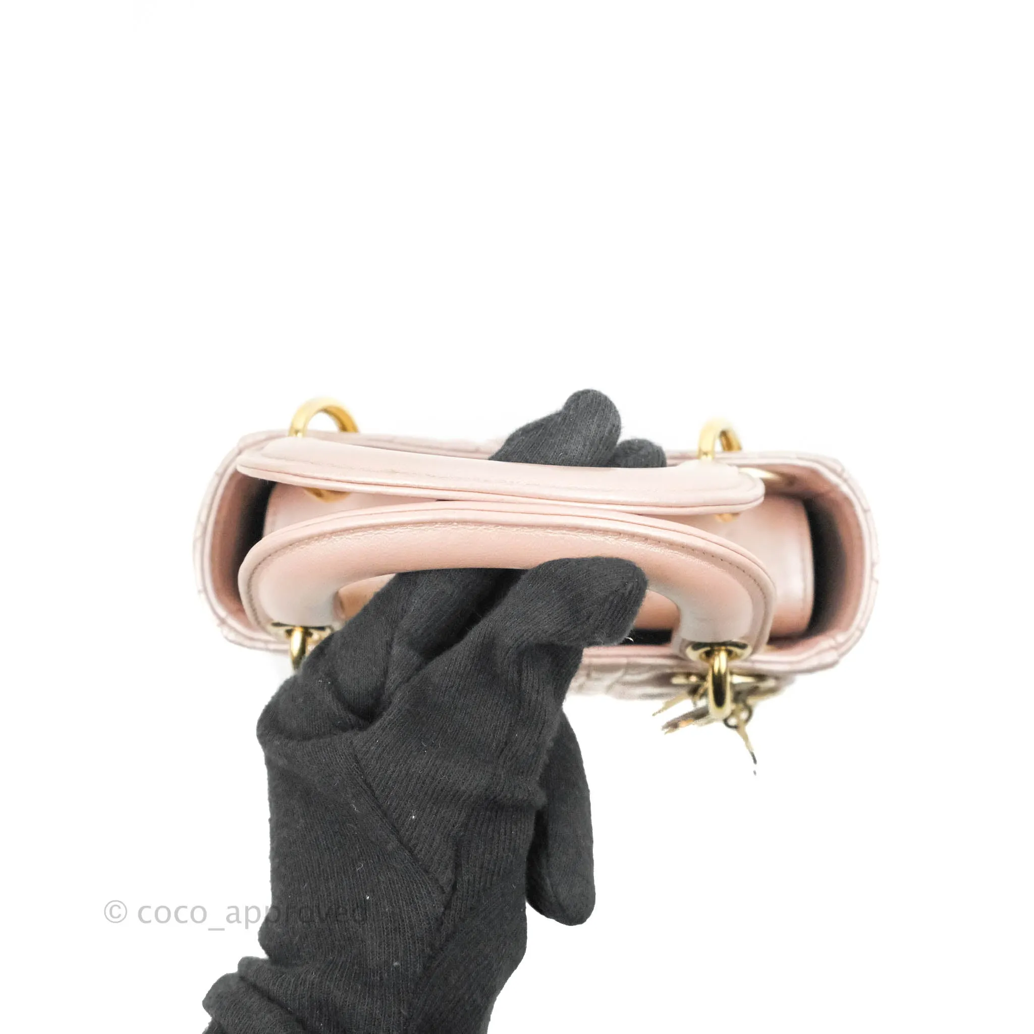 Christian Dior Mini Lady Dior Iridescent Light Pink Cannage Gold Hardware
