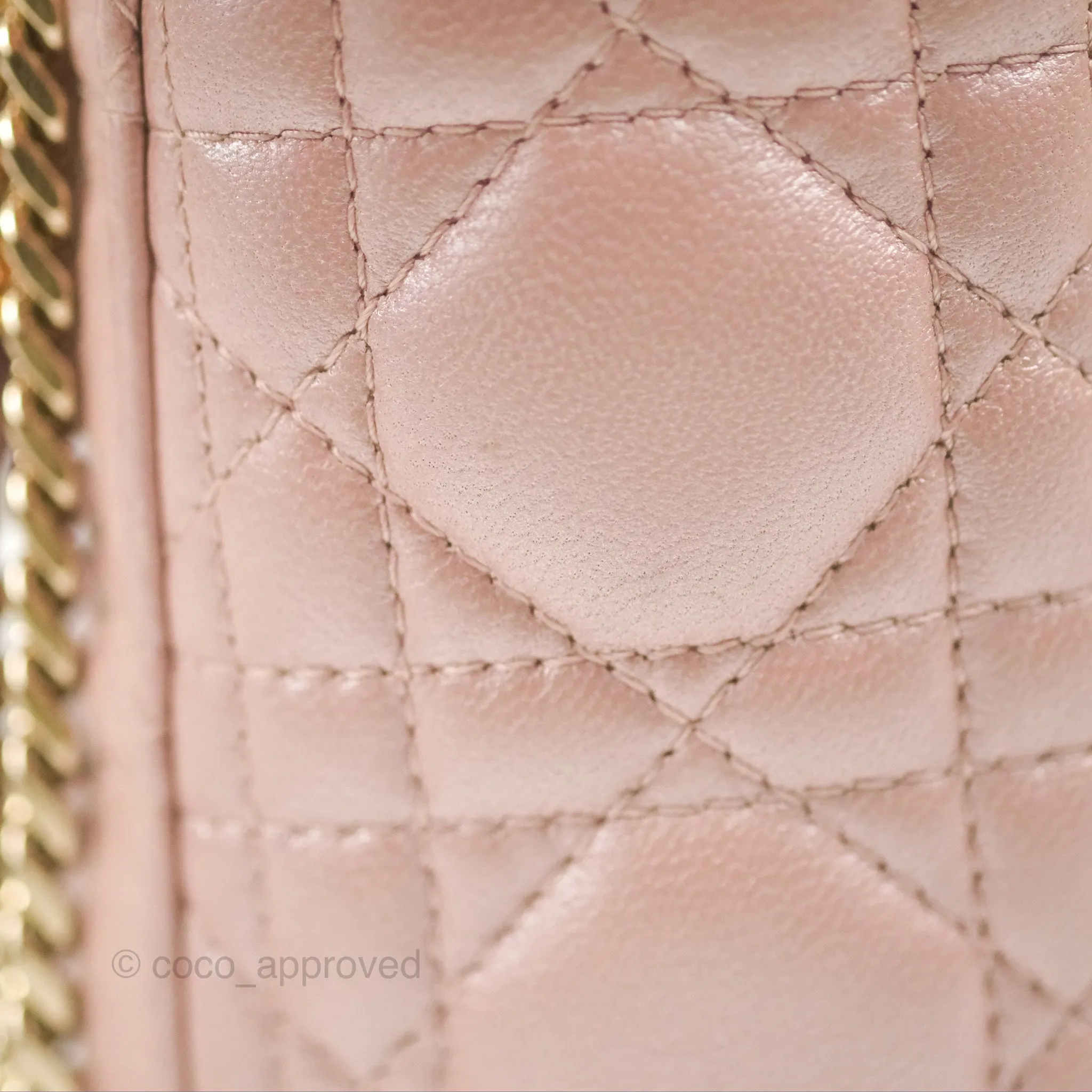 Christian Dior Mini Lady Dior Iridescent Light Pink Cannage Gold Hardware