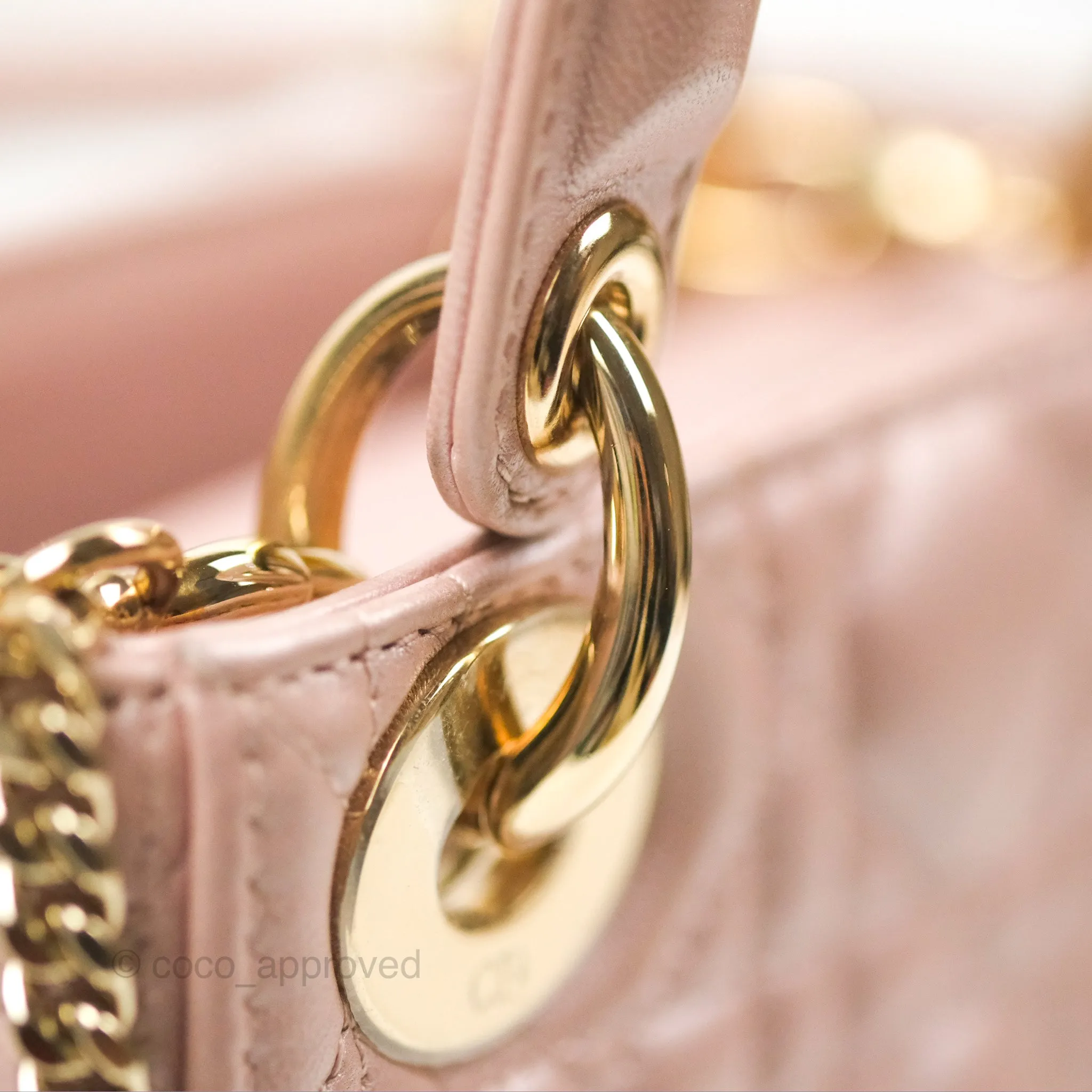 Christian Dior Mini Lady Dior Iridescent Light Pink Cannage Gold Hardware