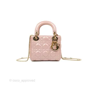 Christian Dior Mini Lady Dior Iridescent Light Pink Cannage Gold Hardware