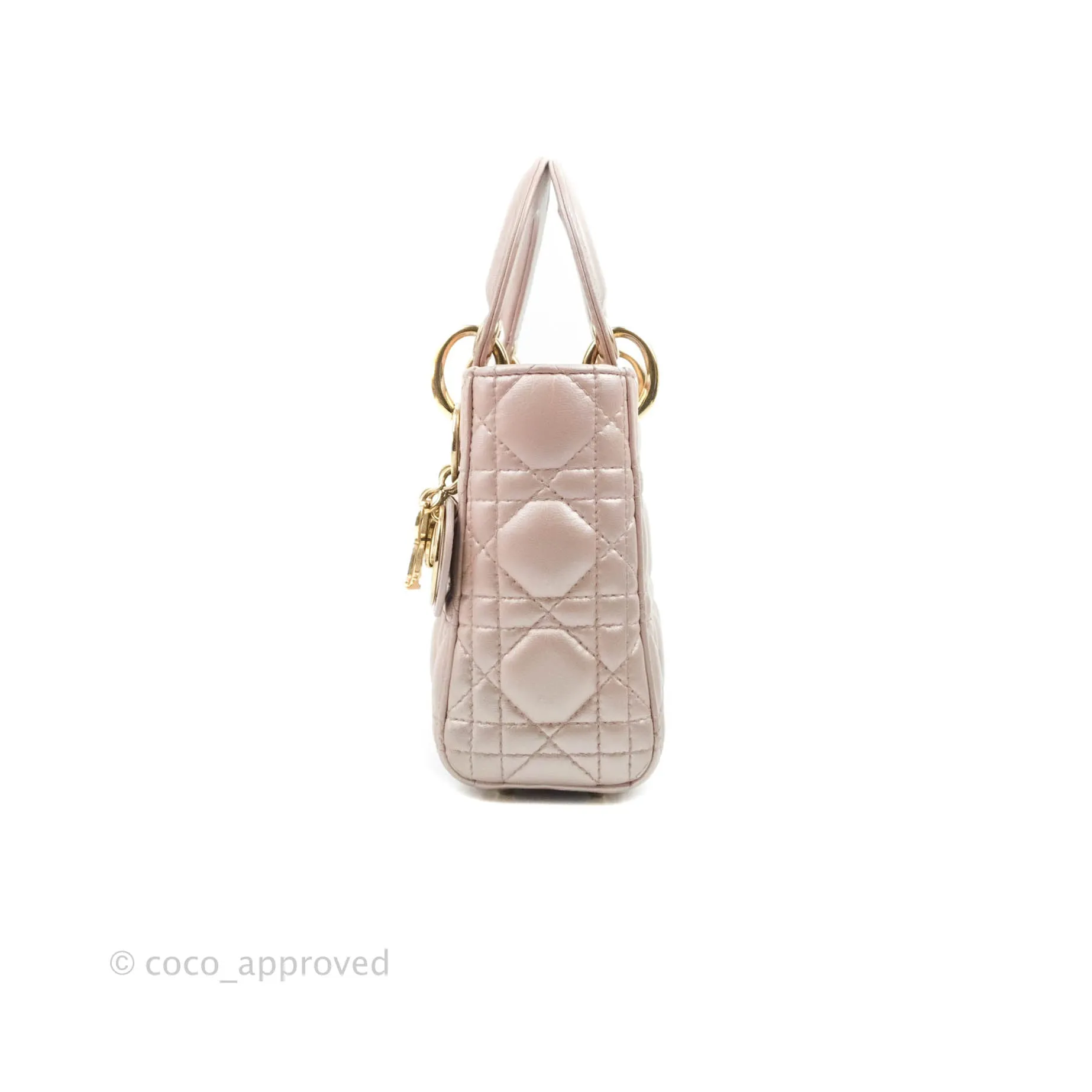 Christian Dior Mini Lady Dior Iridescent Light Pink Cannage Gold Hardware