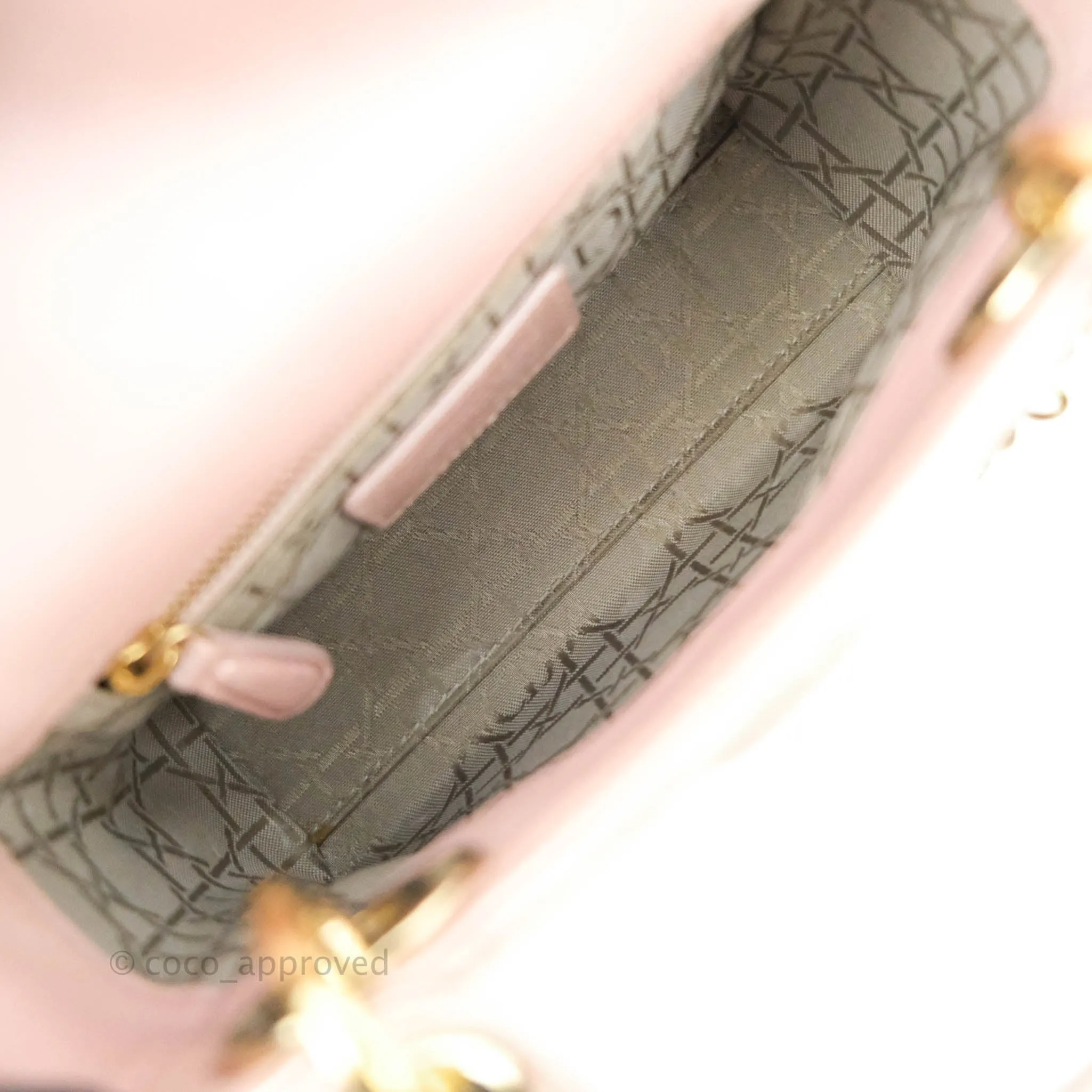 Christian Dior Mini Lady Dior Iridescent Light Pink Cannage Gold Hardware