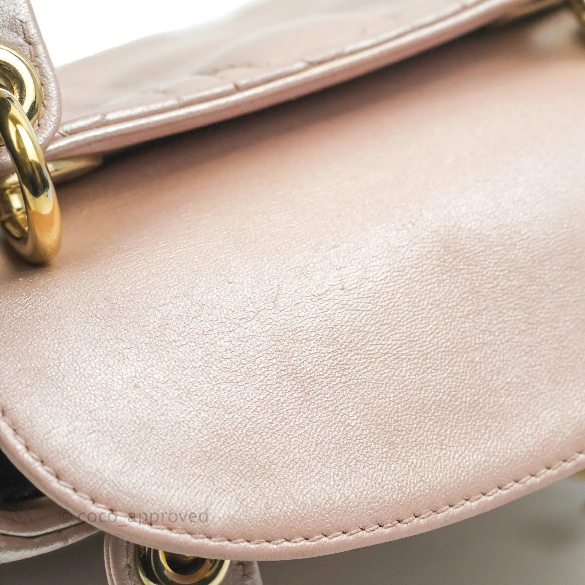 Christian Dior Mini Lady Dior Iridescent Light Pink Cannage Gold Hardware