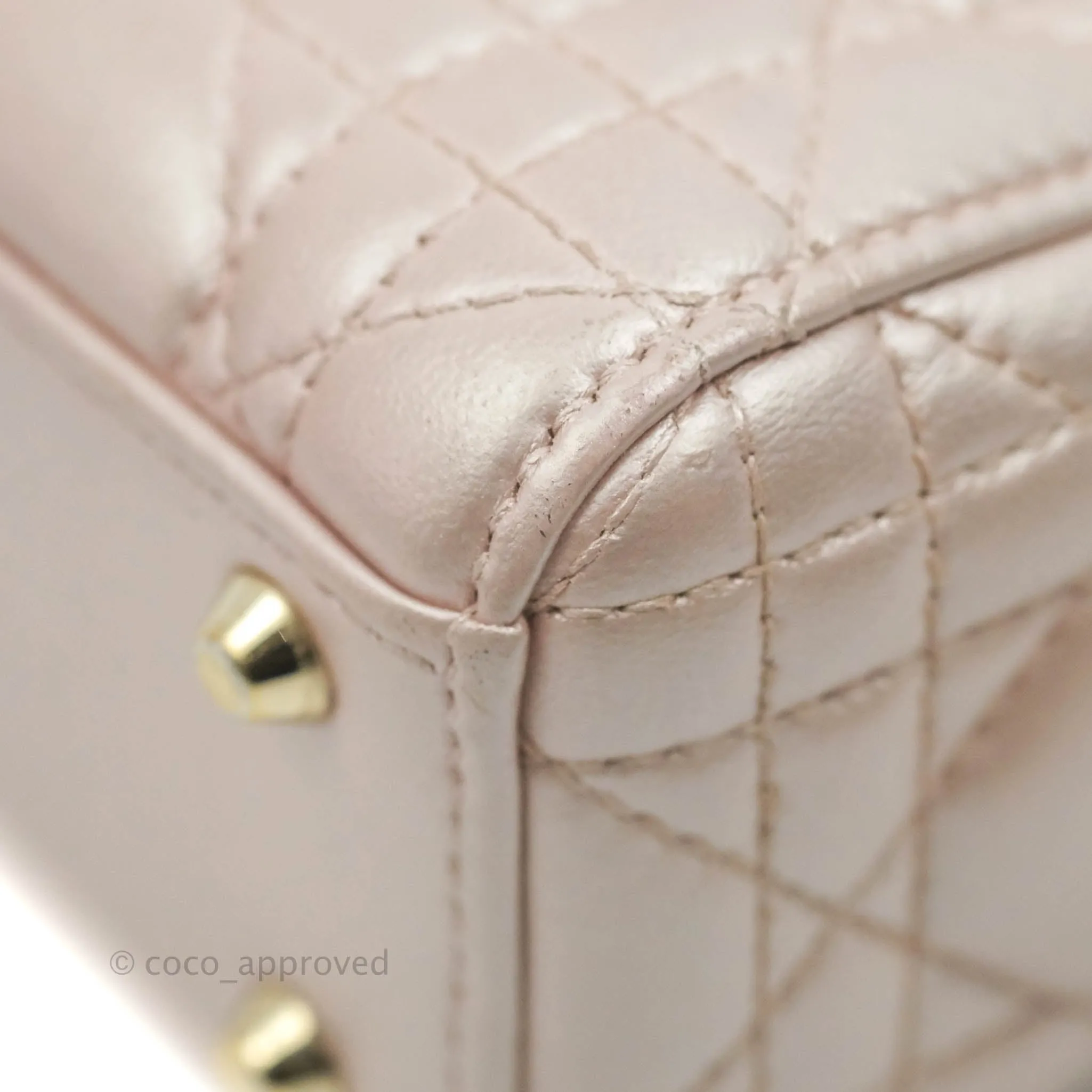 Christian Dior Mini Lady Dior Iridescent Light Pink Cannage Gold Hardware