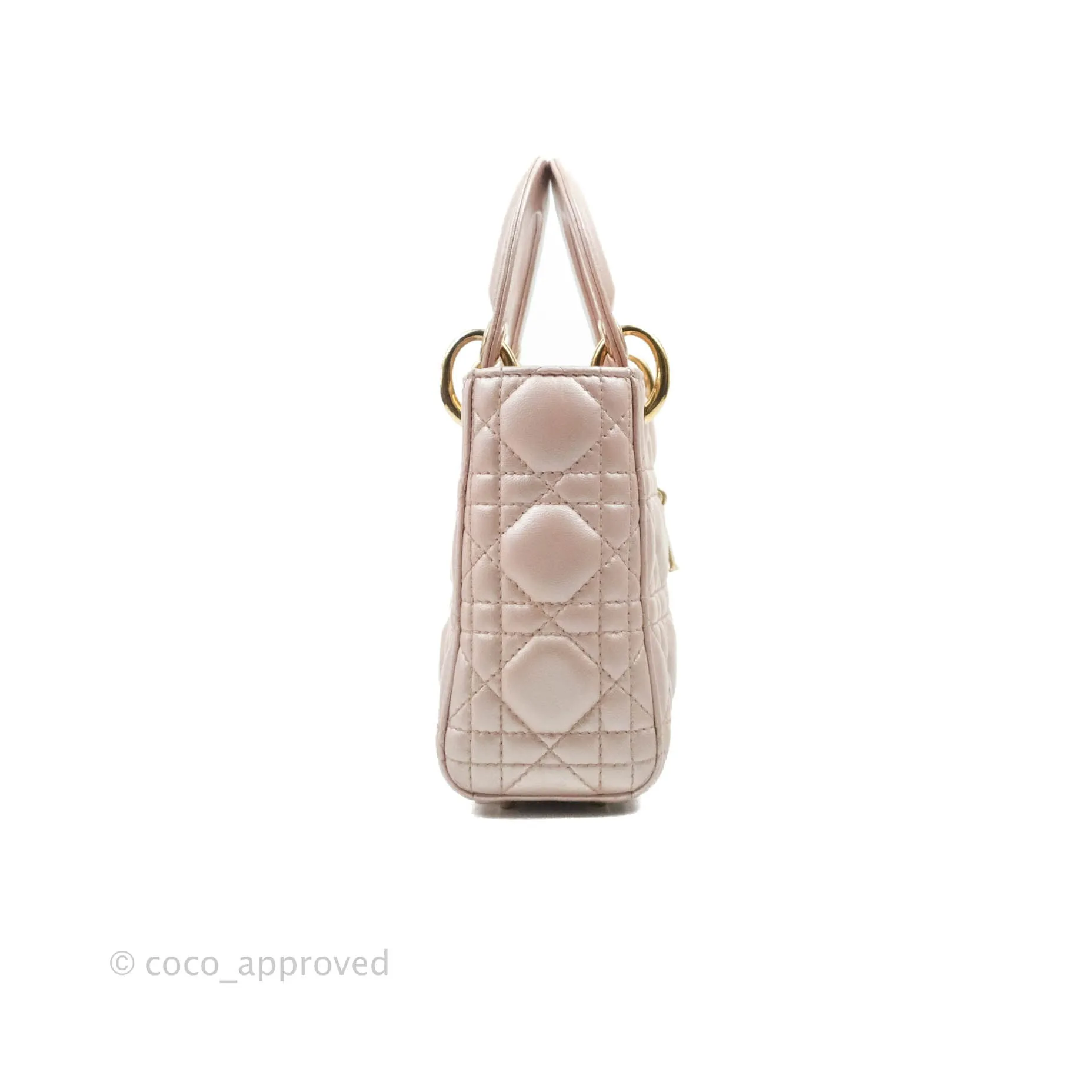 Christian Dior Mini Lady Dior Iridescent Light Pink Cannage Gold Hardware