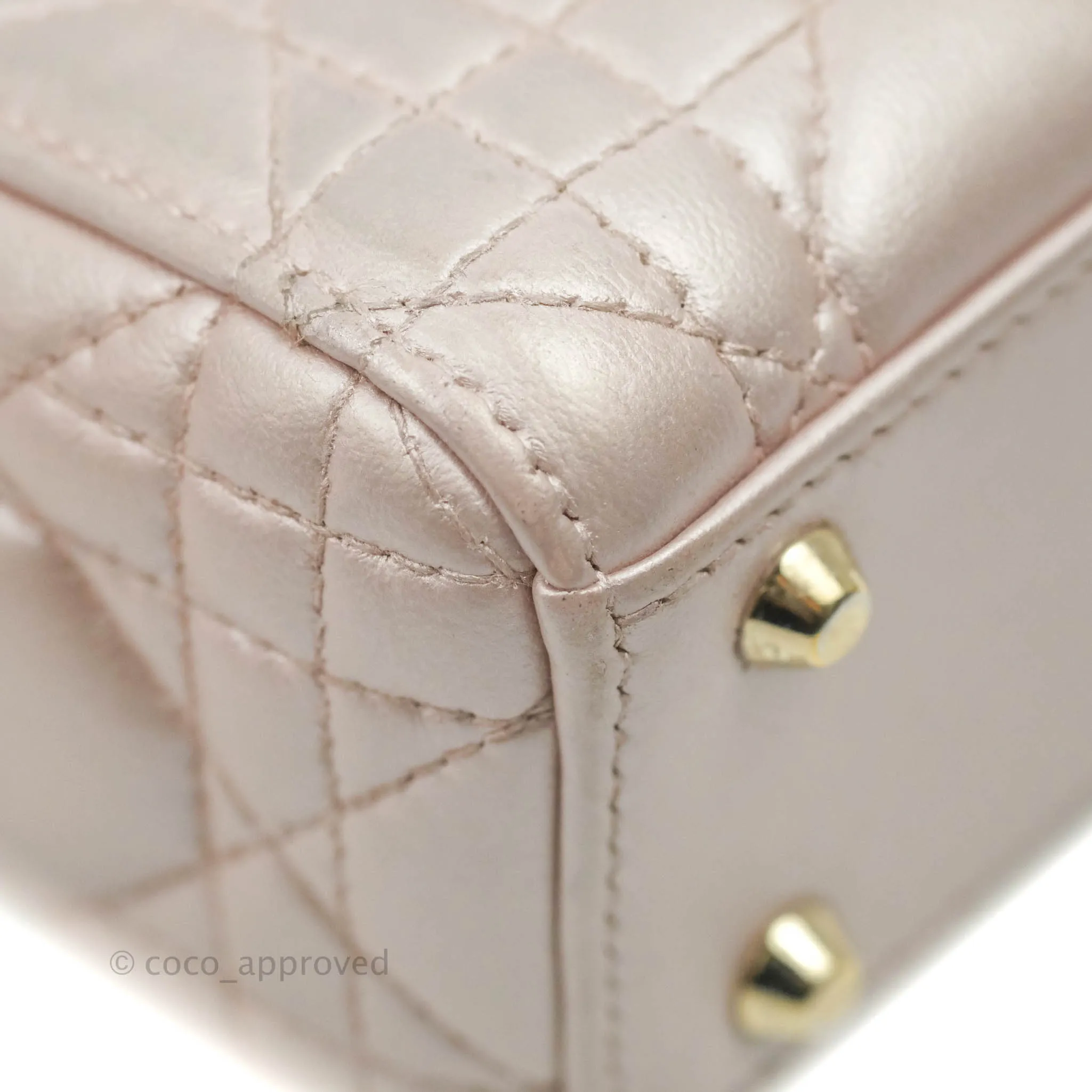 Christian Dior Mini Lady Dior Iridescent Light Pink Cannage Gold Hardware